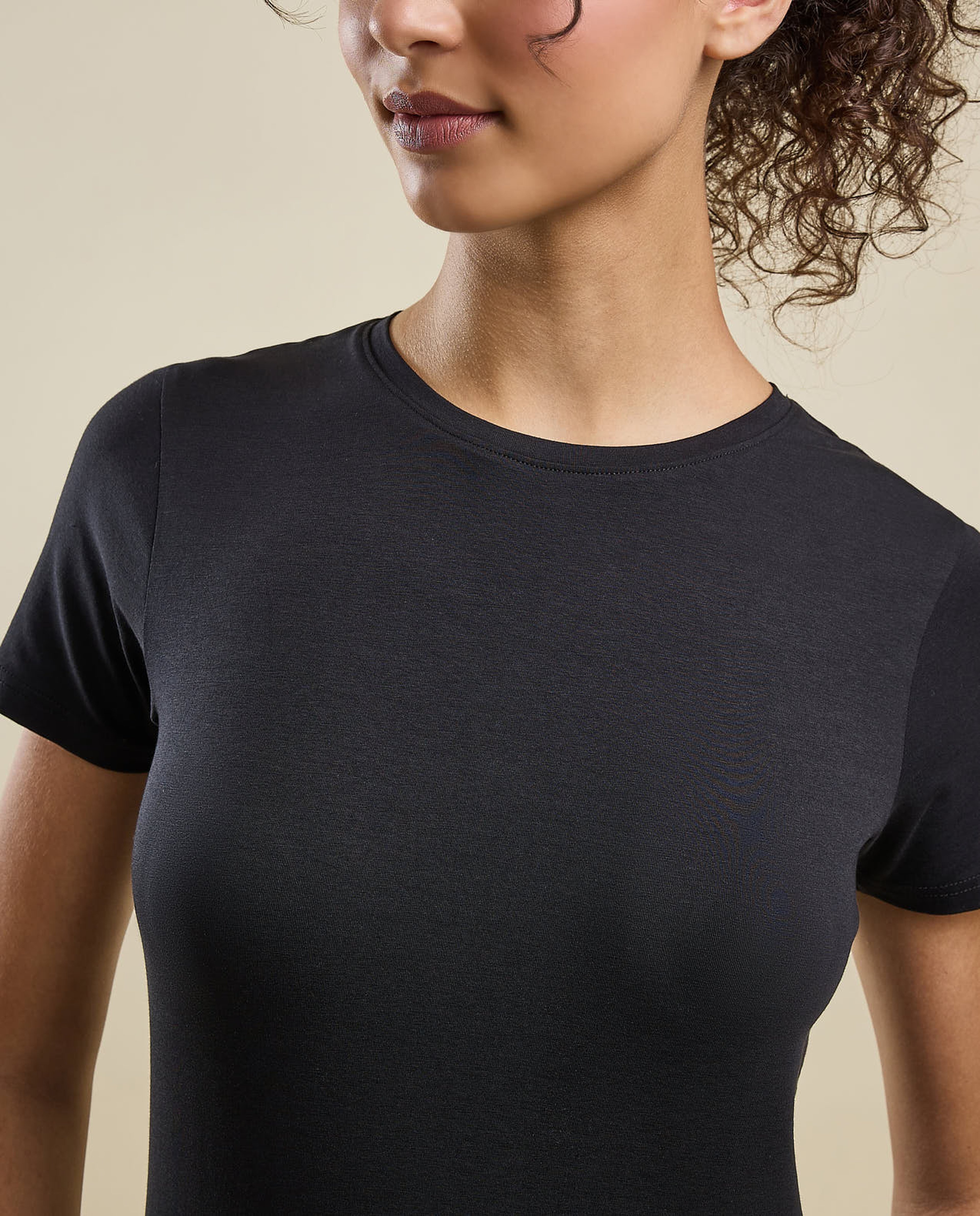 Solid T-Shirt with Crew Neck and Short Sleeves