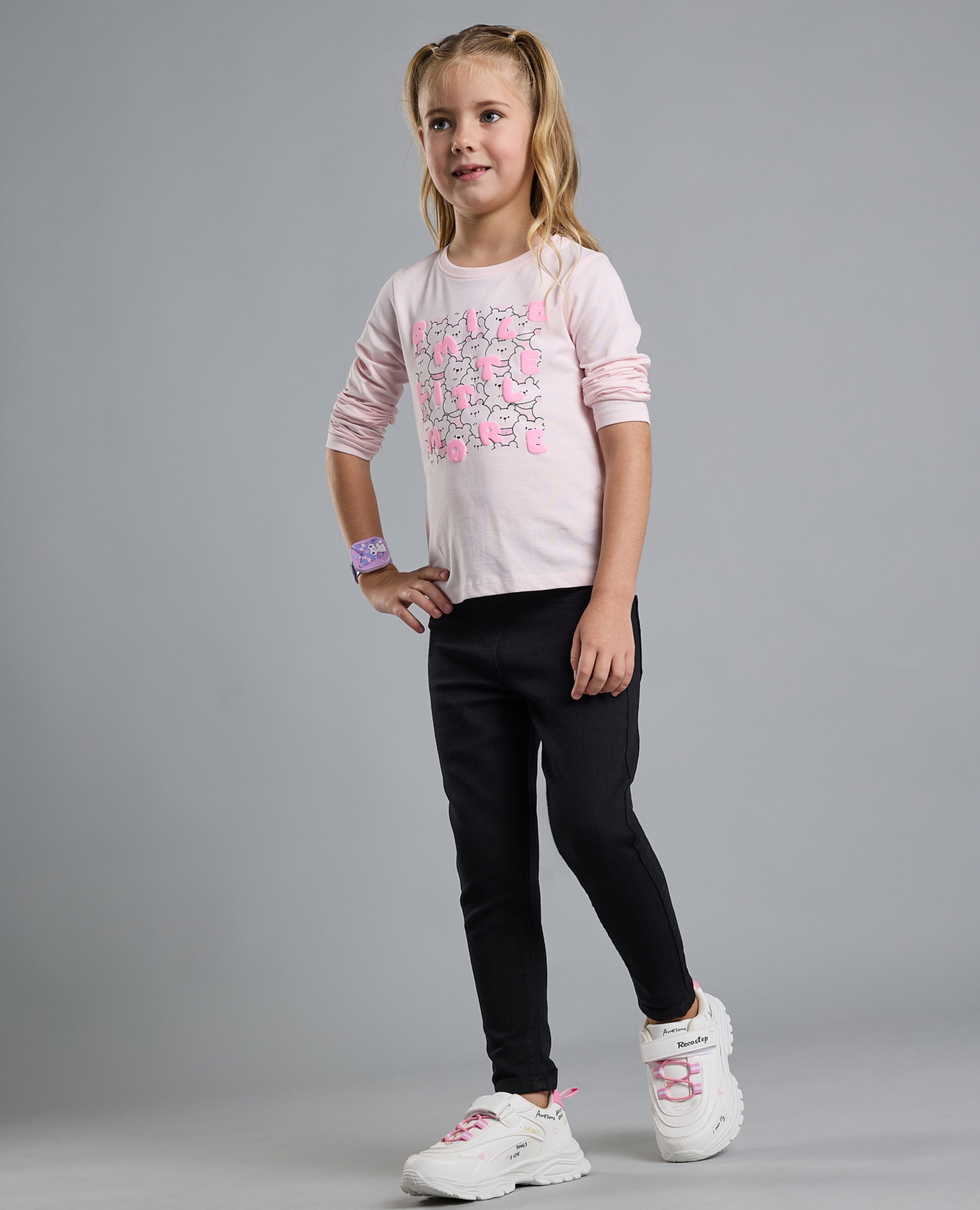 Printed T-Shirt with Crew Neck and Long Sleeves