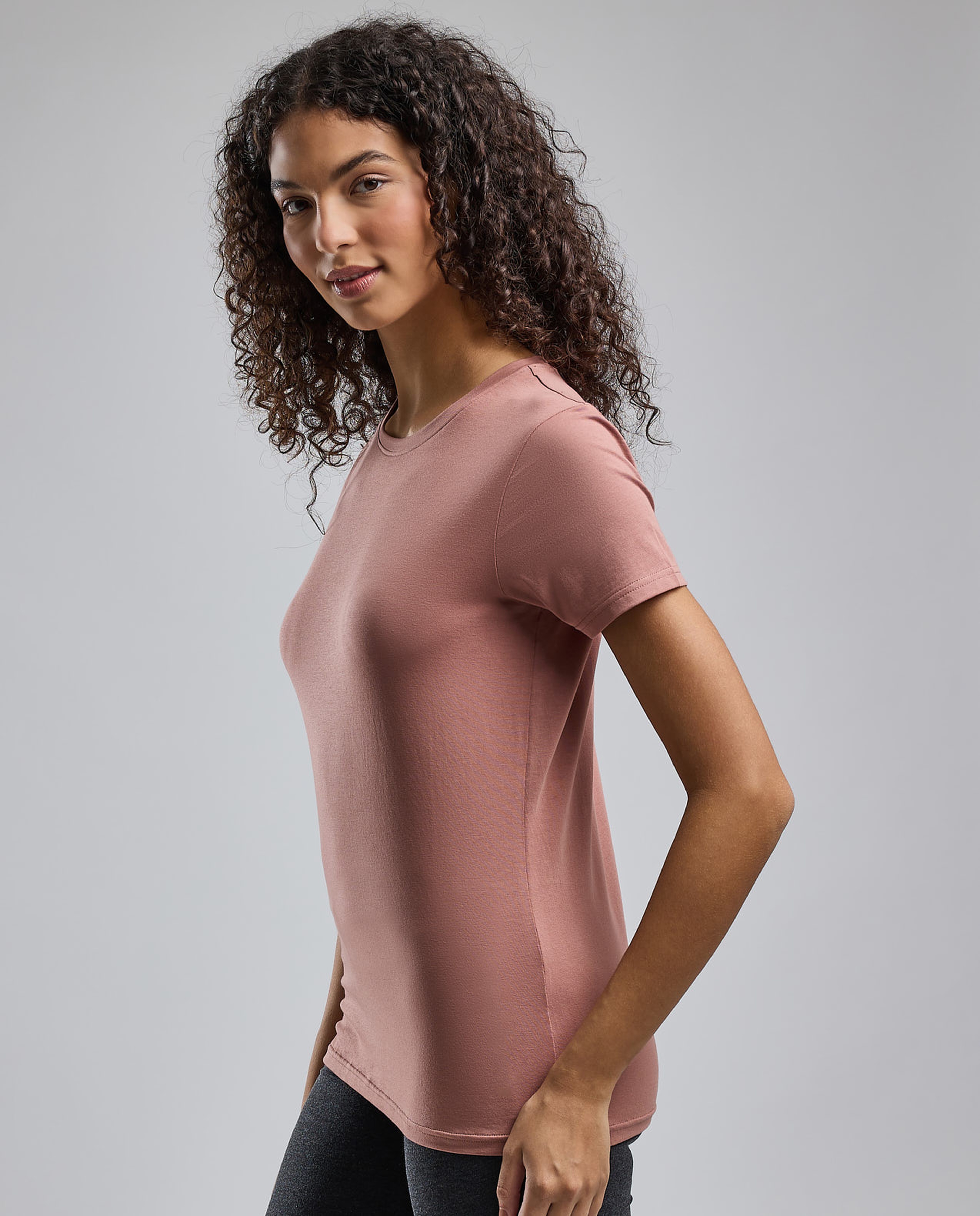 Solid T-Shirt with Crew Neck and Short Sleeves