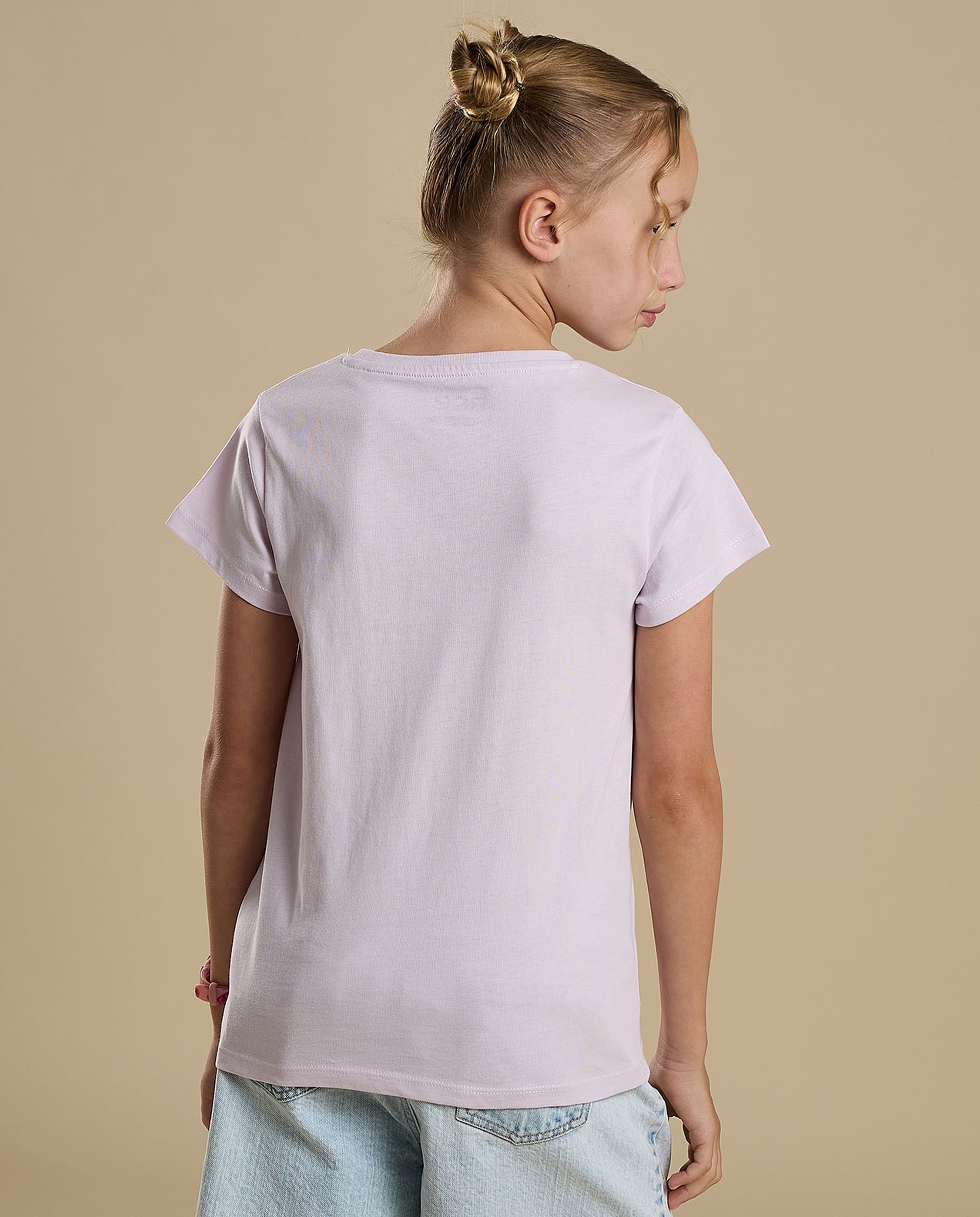 Graphic Print T-Shirt with Crew Neck and Short Sleeves