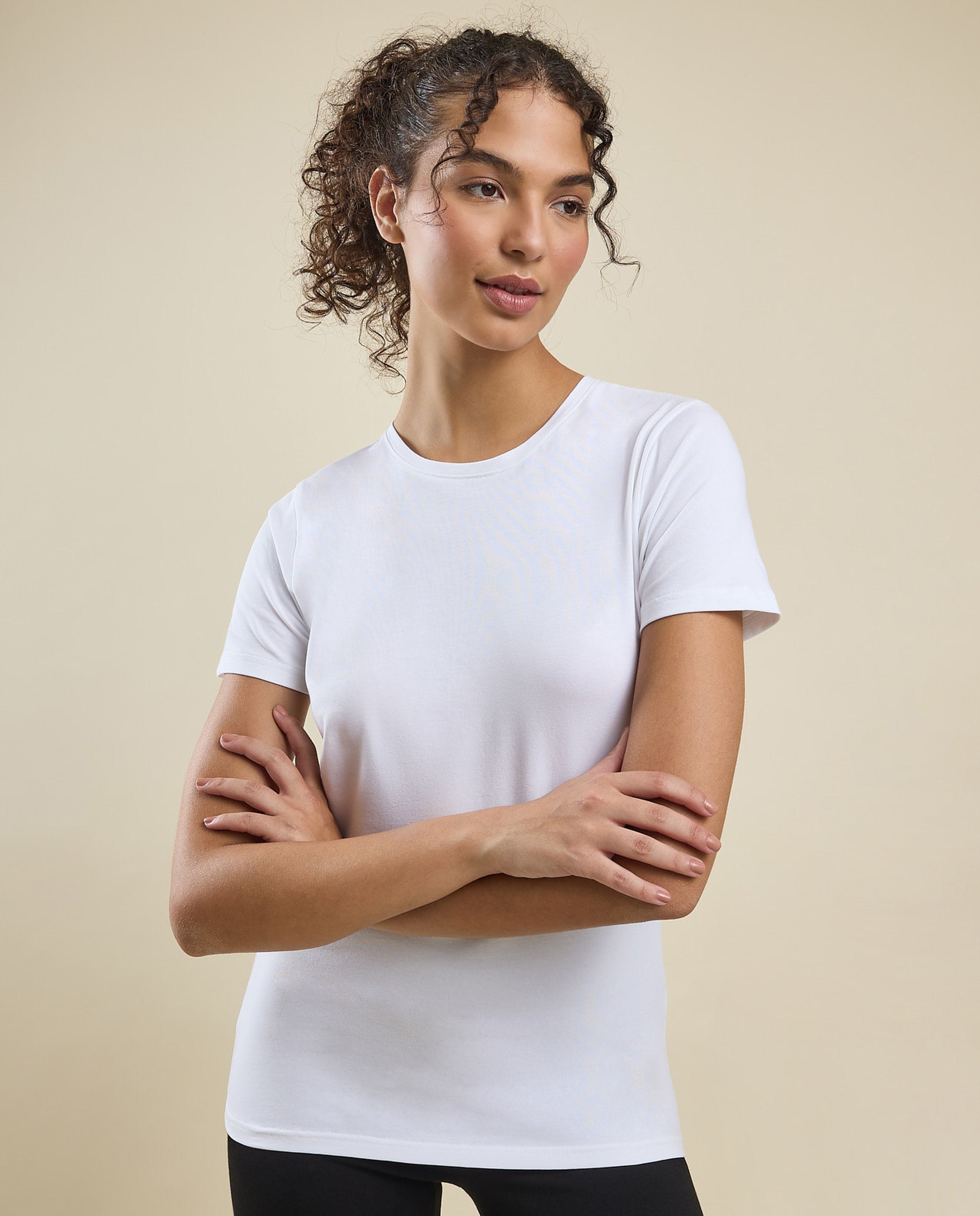 Solid T-Shirt with Crew Neck and Short Sleeves