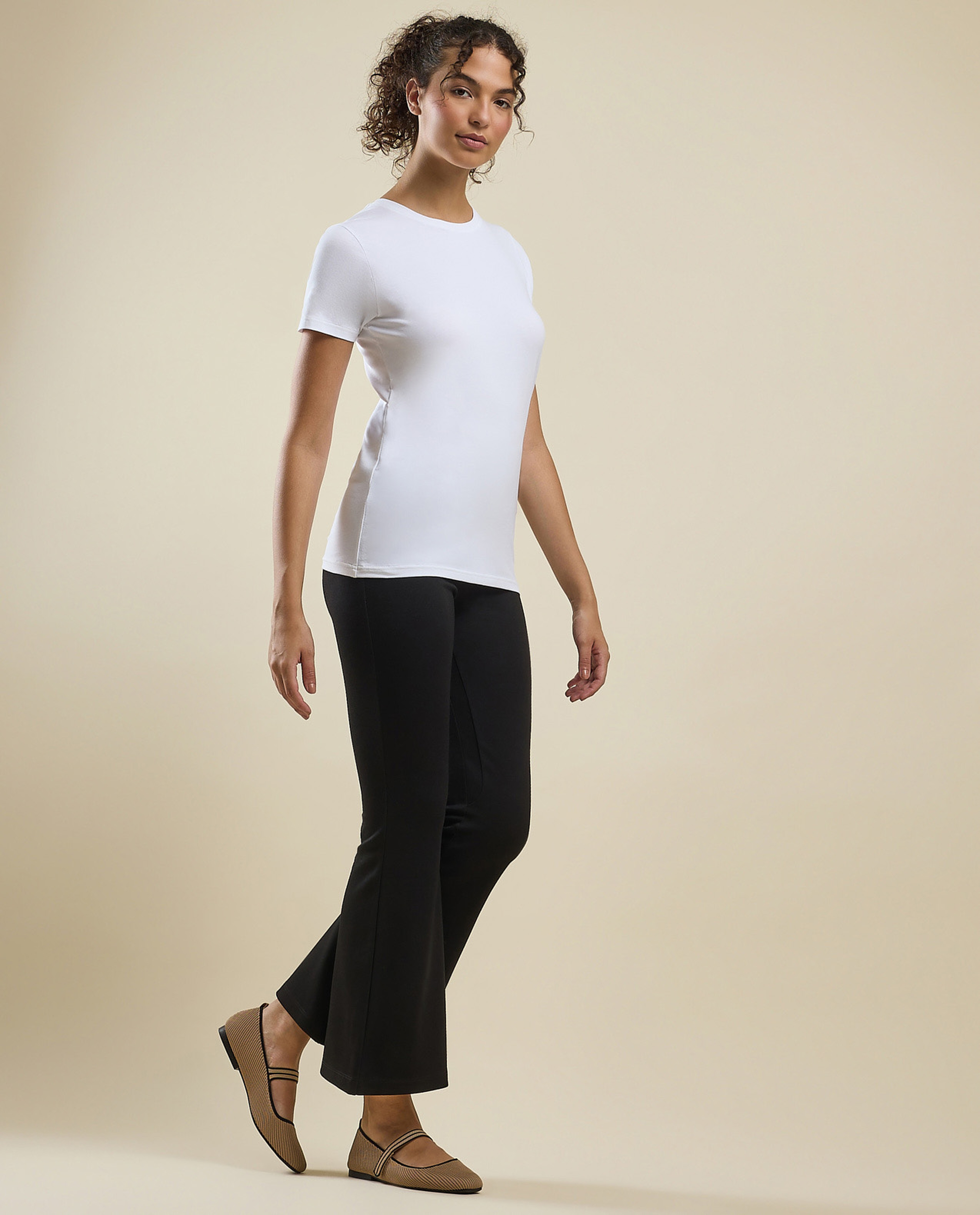 Solid T-Shirt with Crew Neck and Short Sleeves