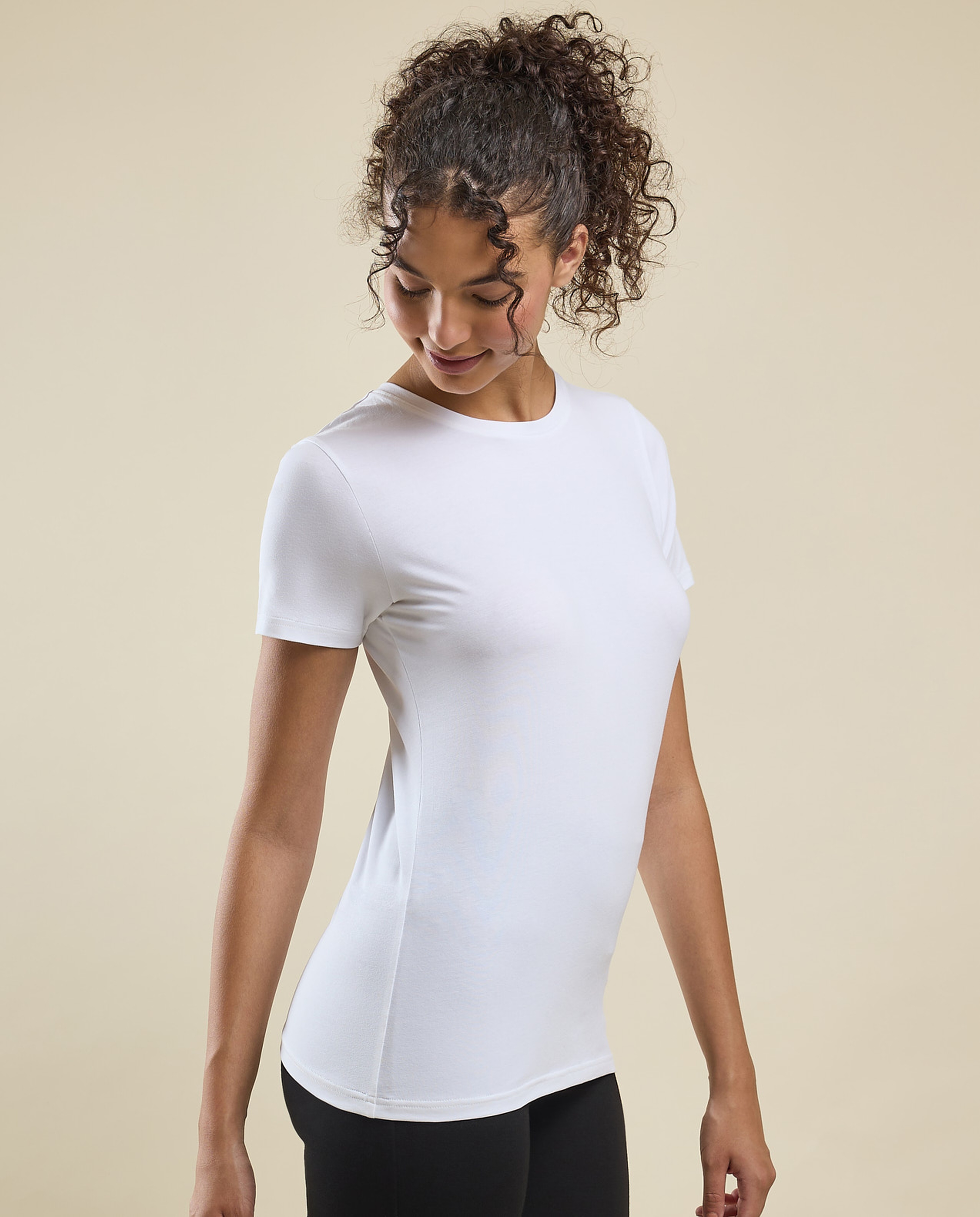 Solid T-Shirt with Crew Neck and Short Sleeves