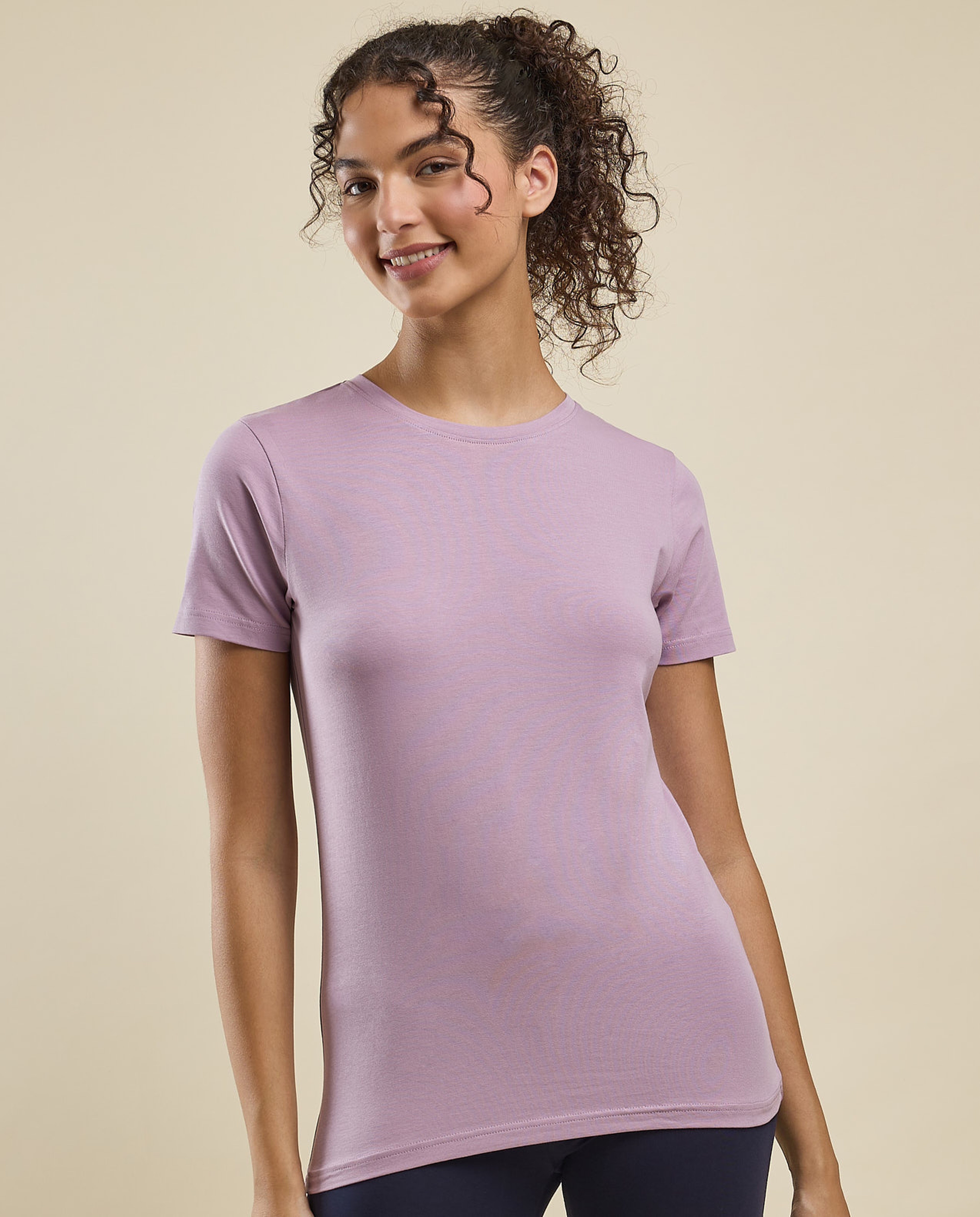 Solid T-Shirt with Crew Neck and Short Sleeves