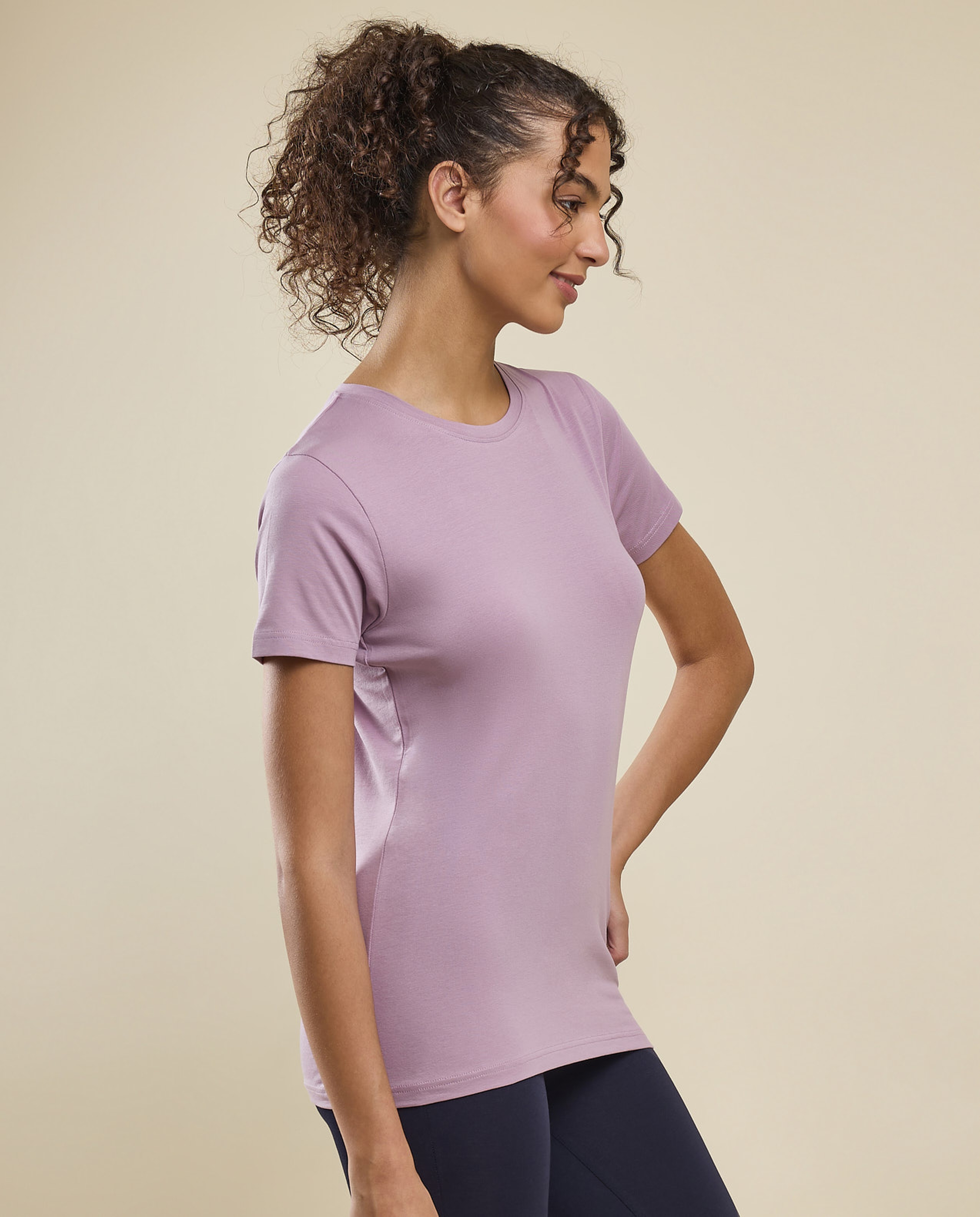 Solid T-Shirt with Crew Neck and Short Sleeves