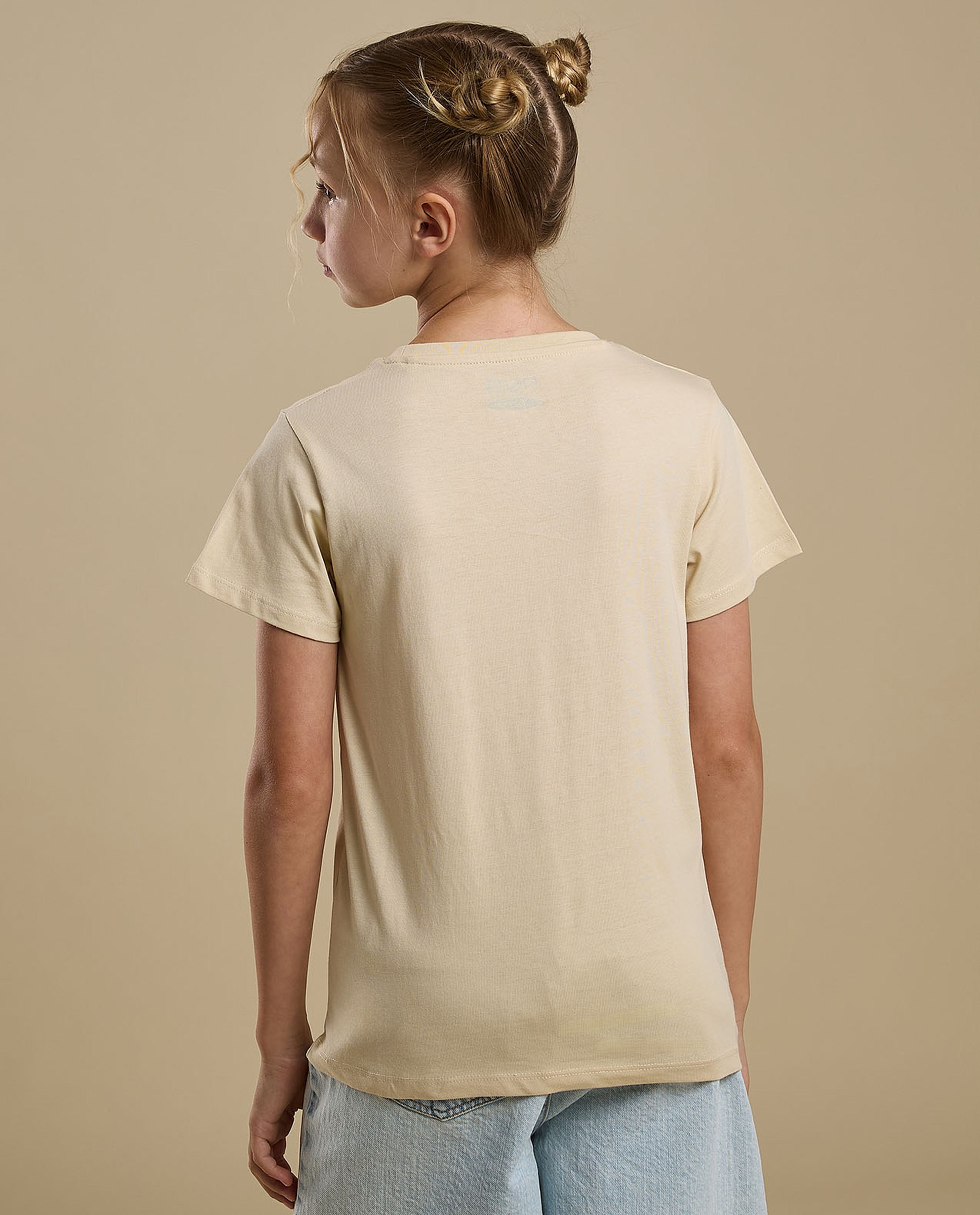 Graphic Print T-Shirt with Crew Neck and Short Sleeves