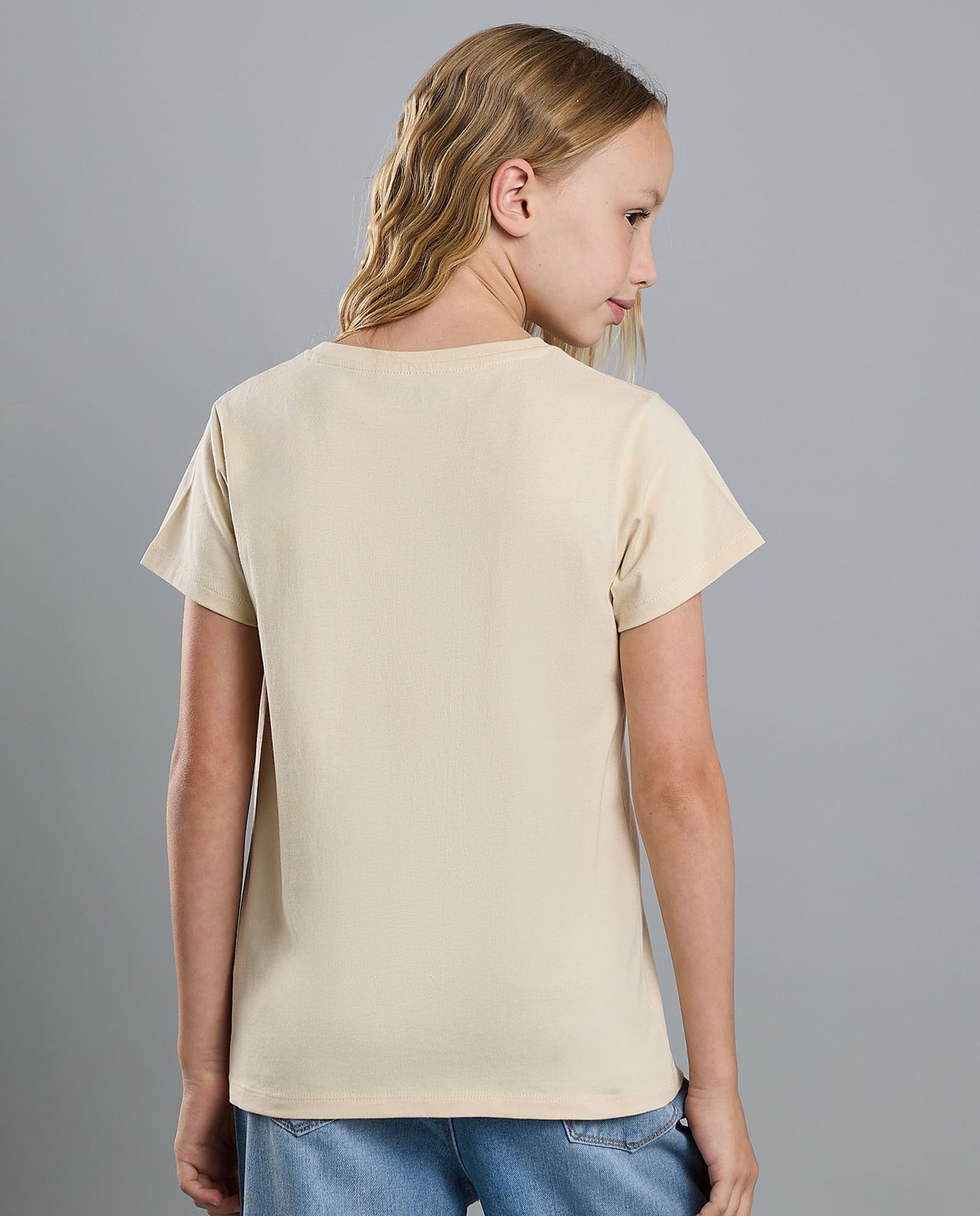 Foil Print T-Shirt with Crew Neck and Short Sleeves