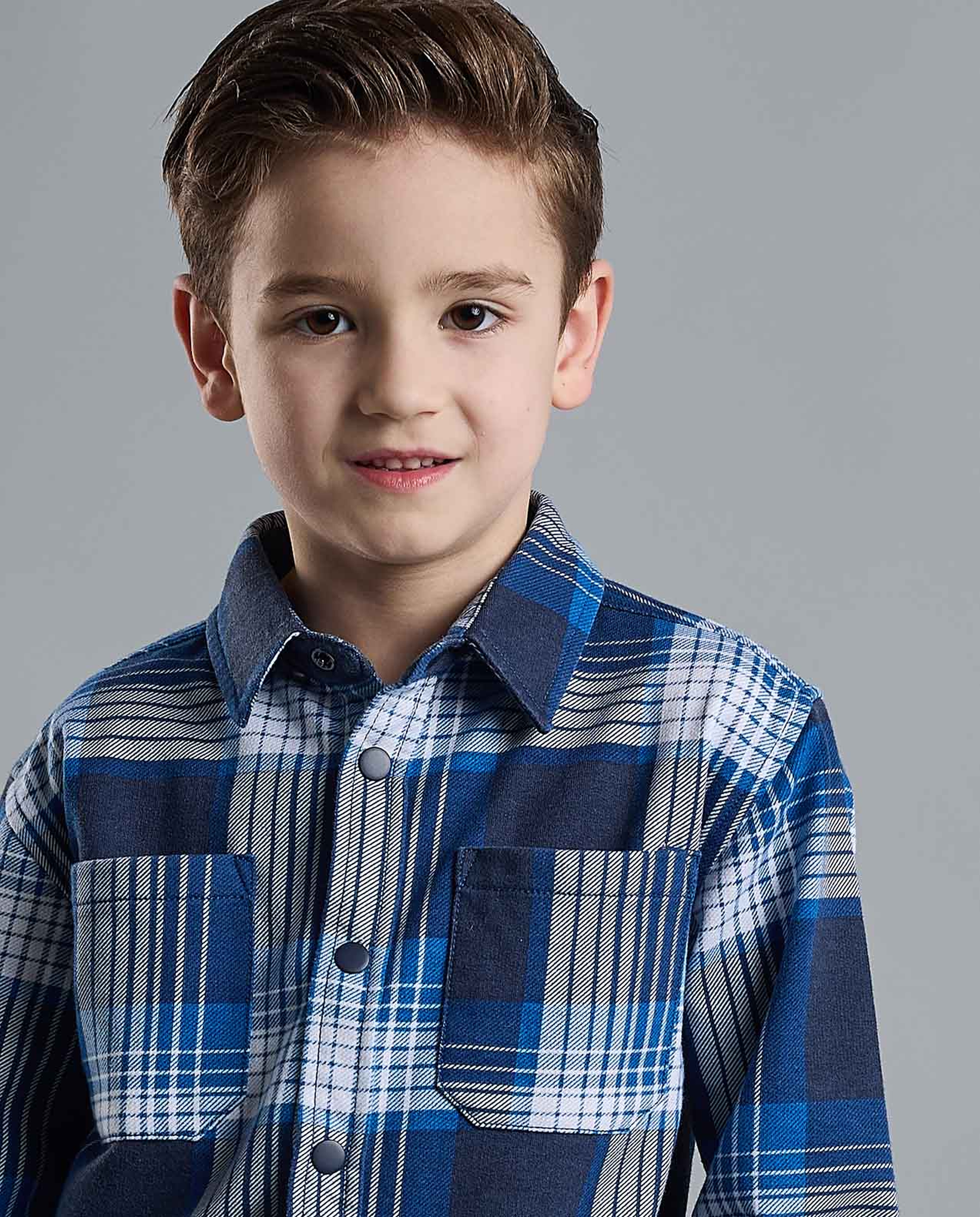 Plaid Shirt with Classic Collar and Long Sleeves