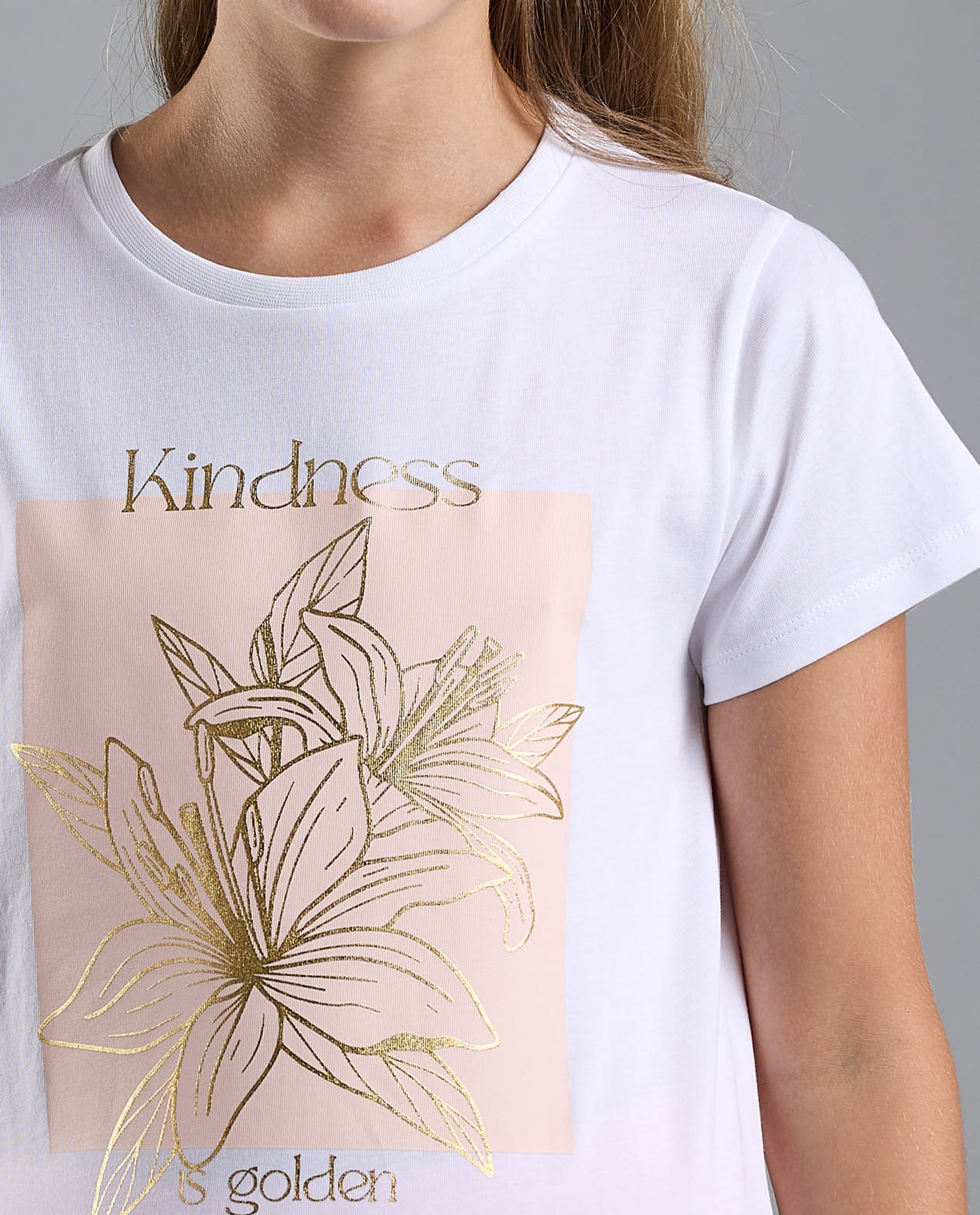 Printed T-Shirt with Crew Neck and Short Sleeves