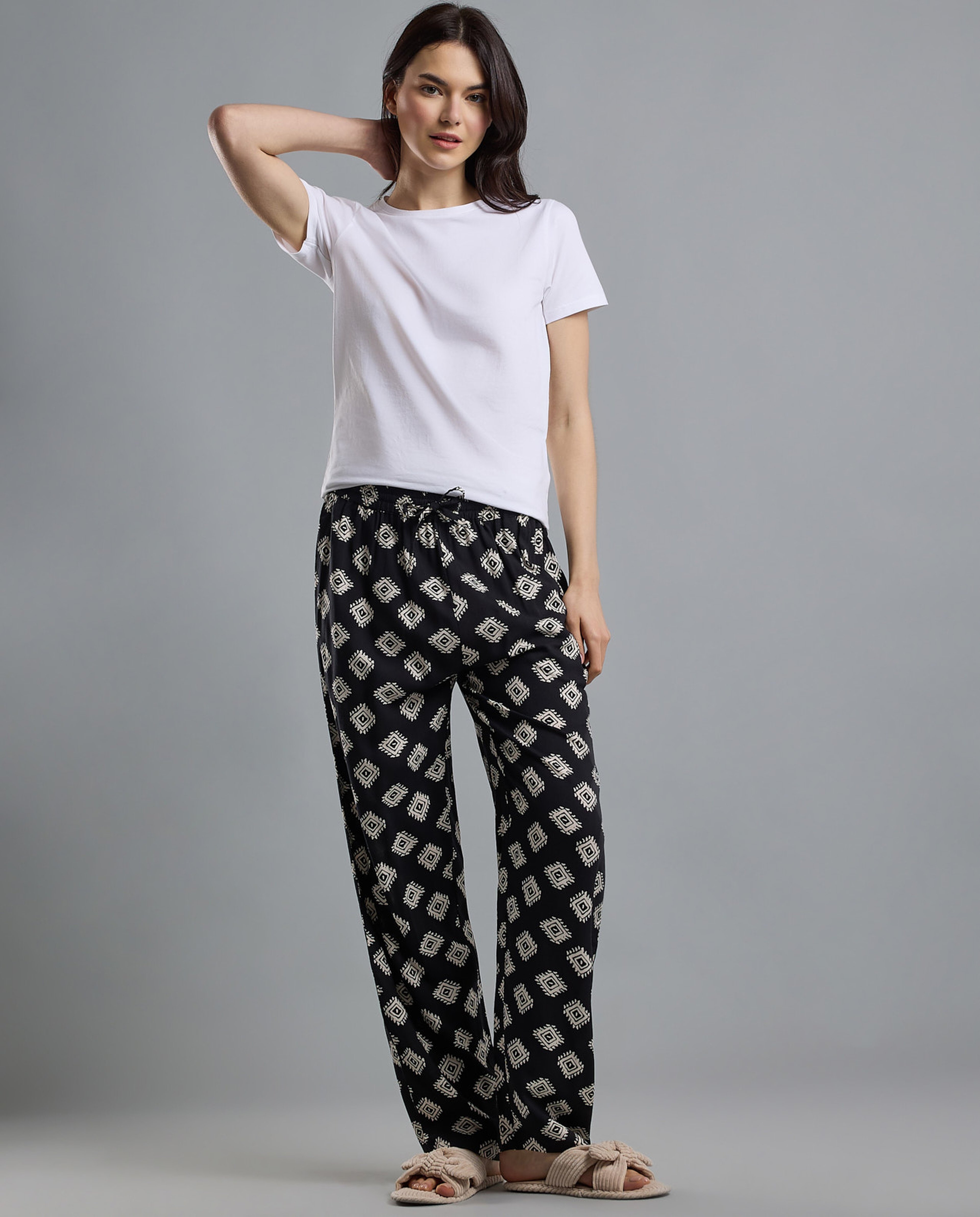 Printed Pyjama Pants with Elastic Waist