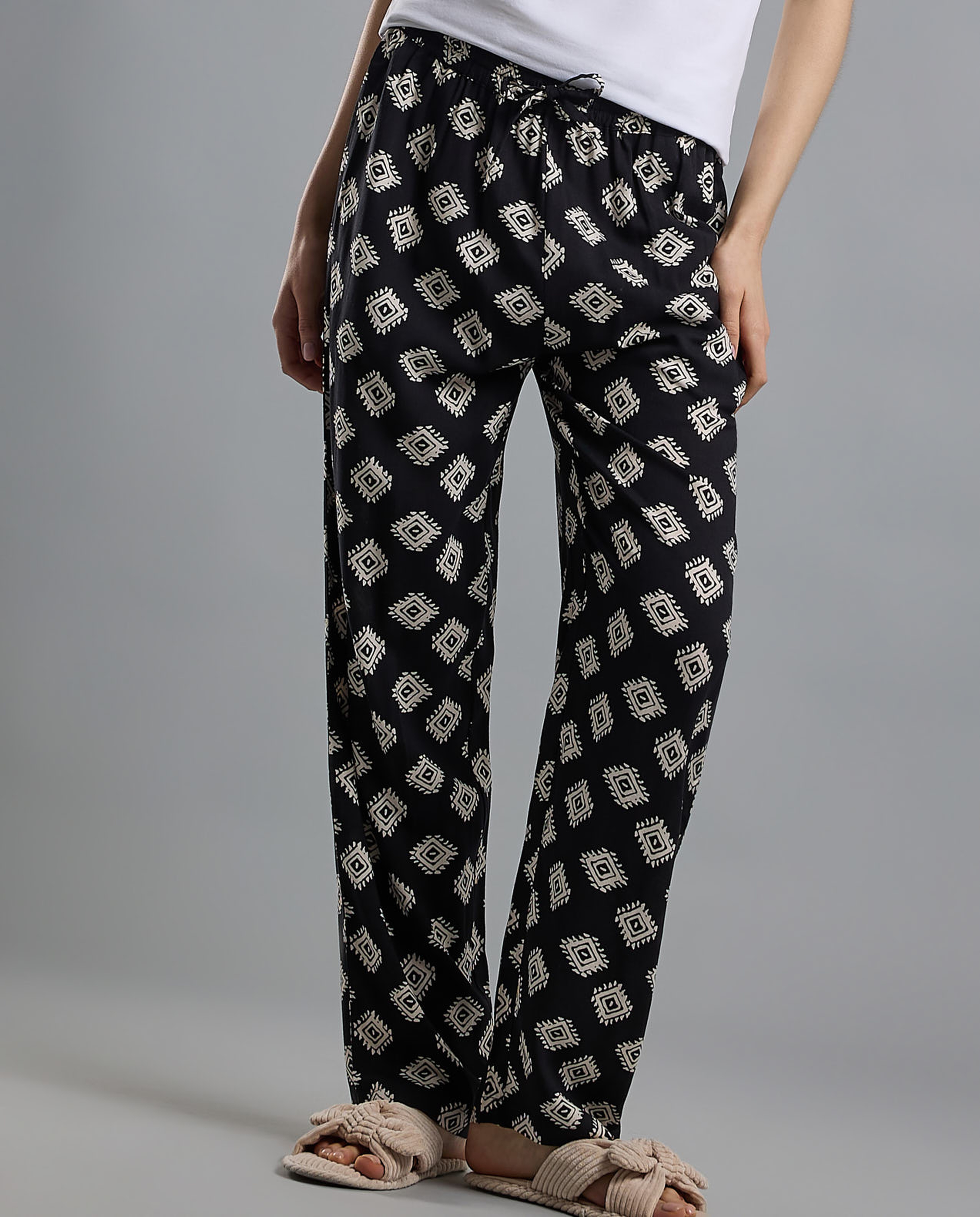 Printed Pyjama Pants with Elastic Waist