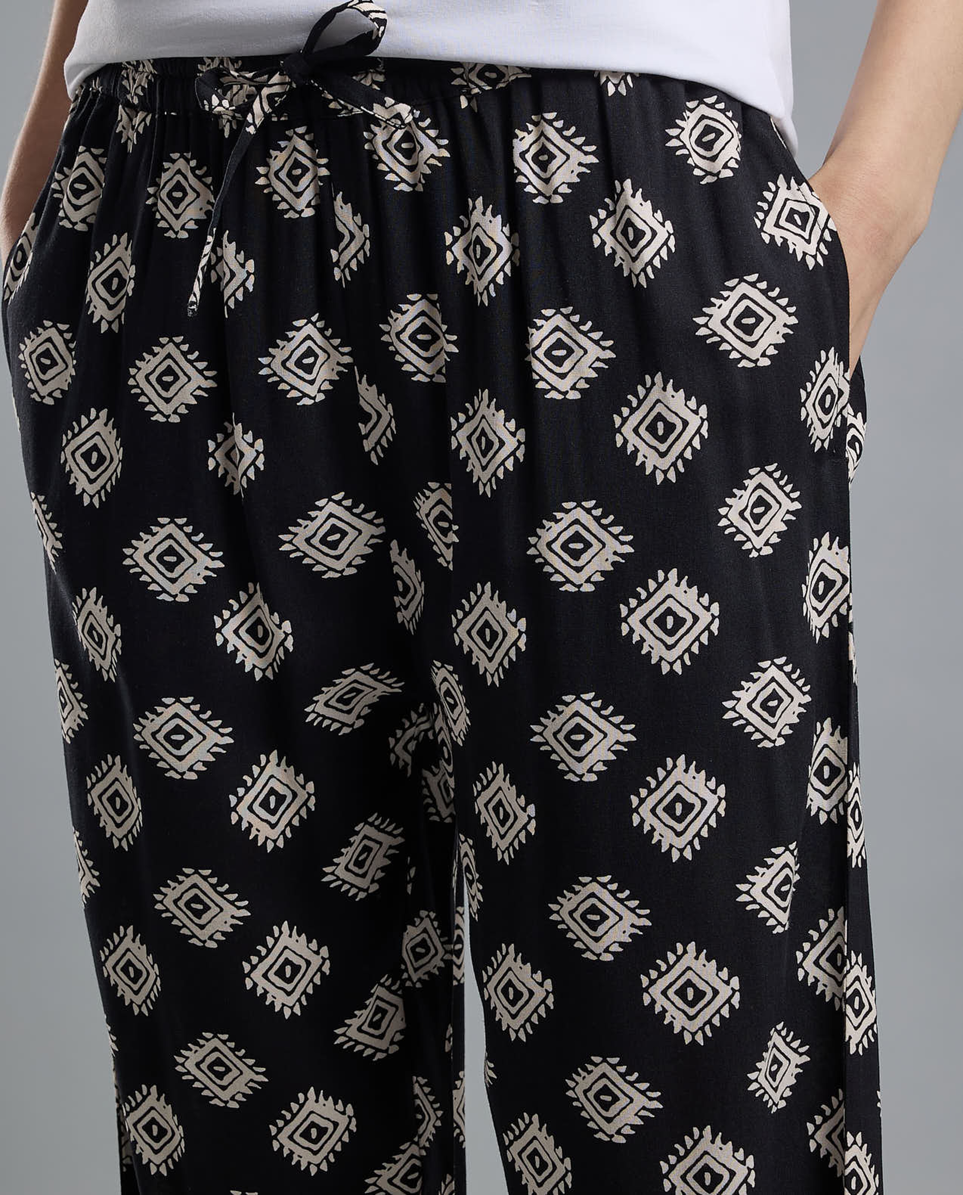 Printed Pyjama Pants with Elastic Waist