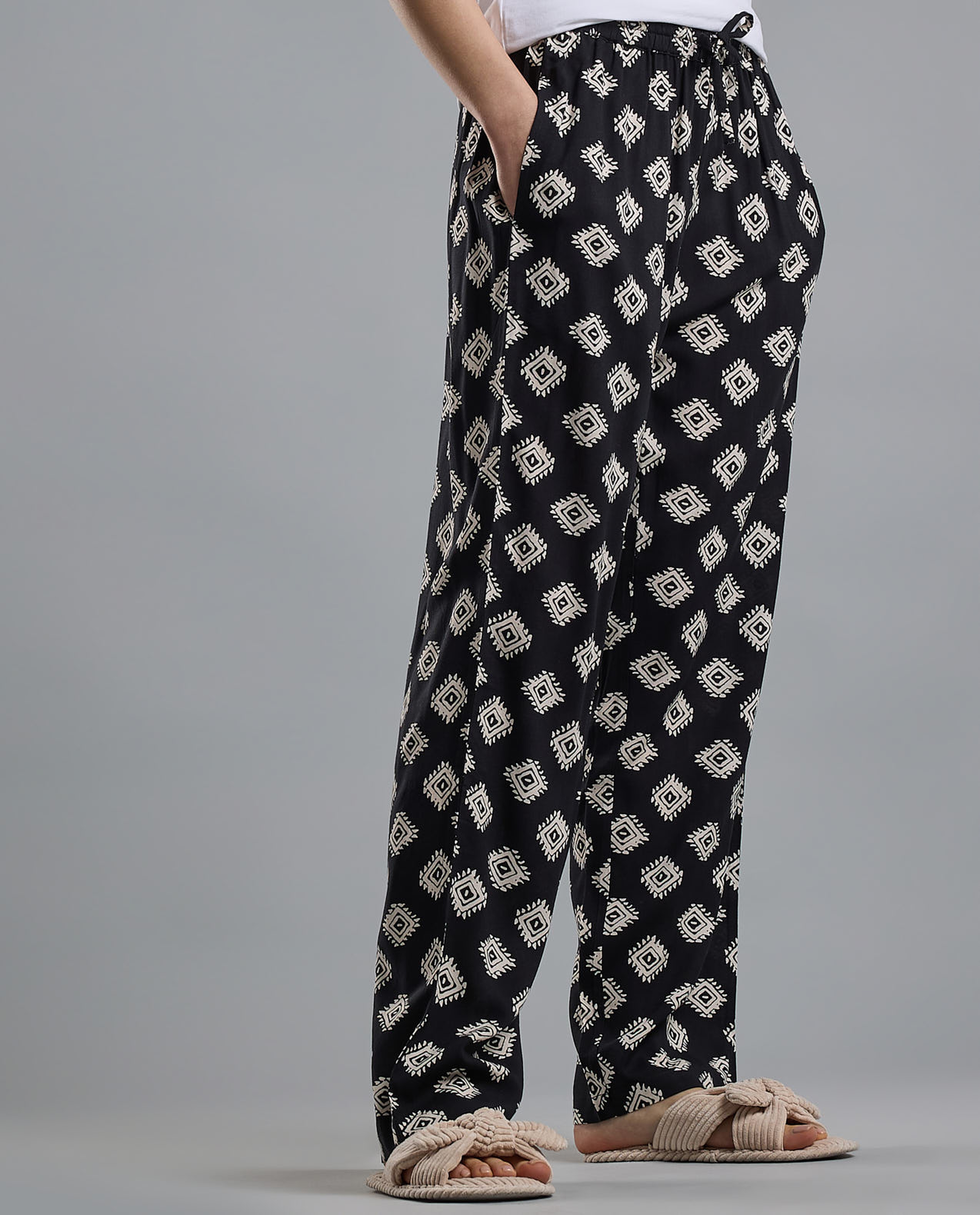 Printed Pyjama Pants with Elastic Waist