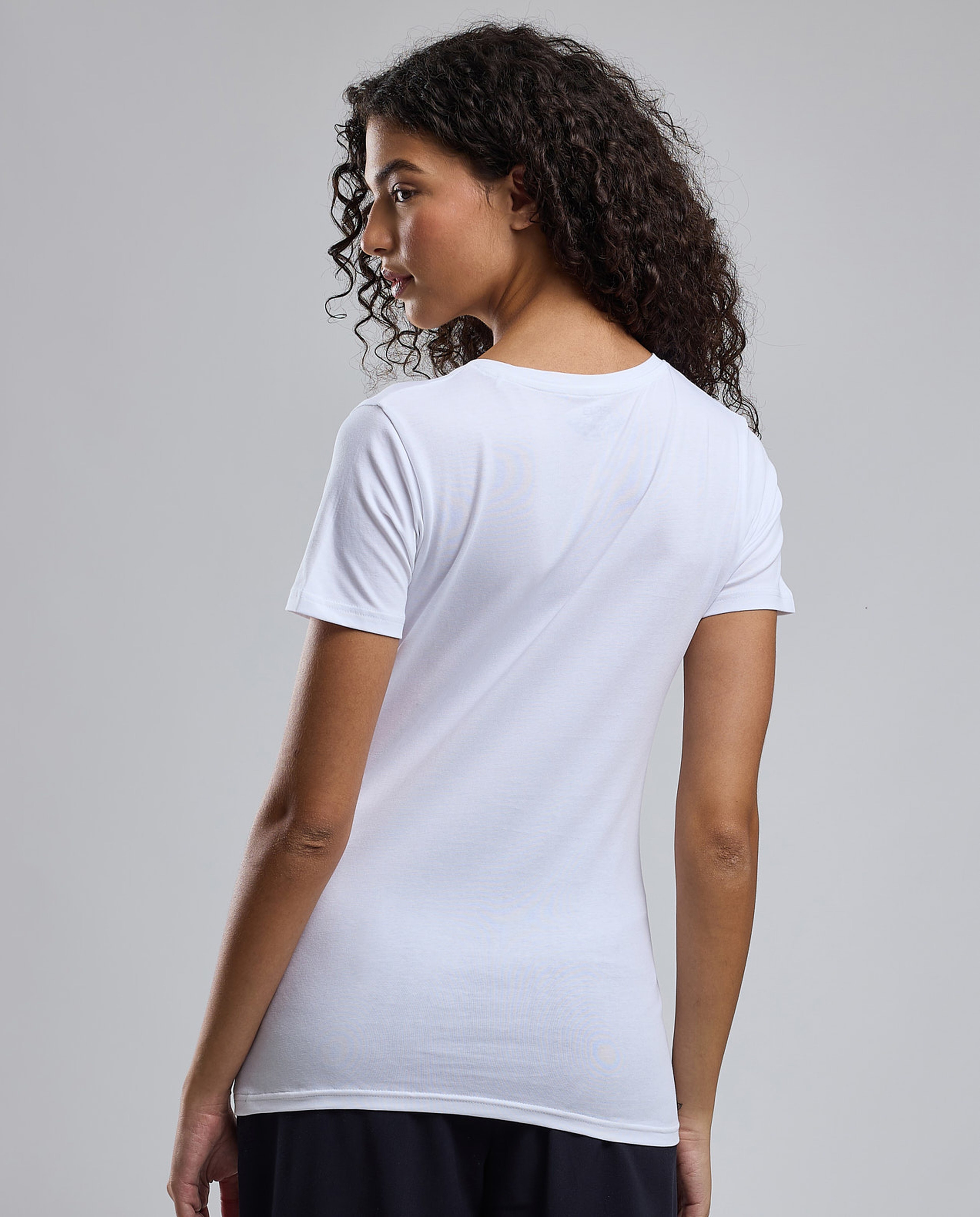 Solid T-Shirt with V-Neck and Short Sleeves