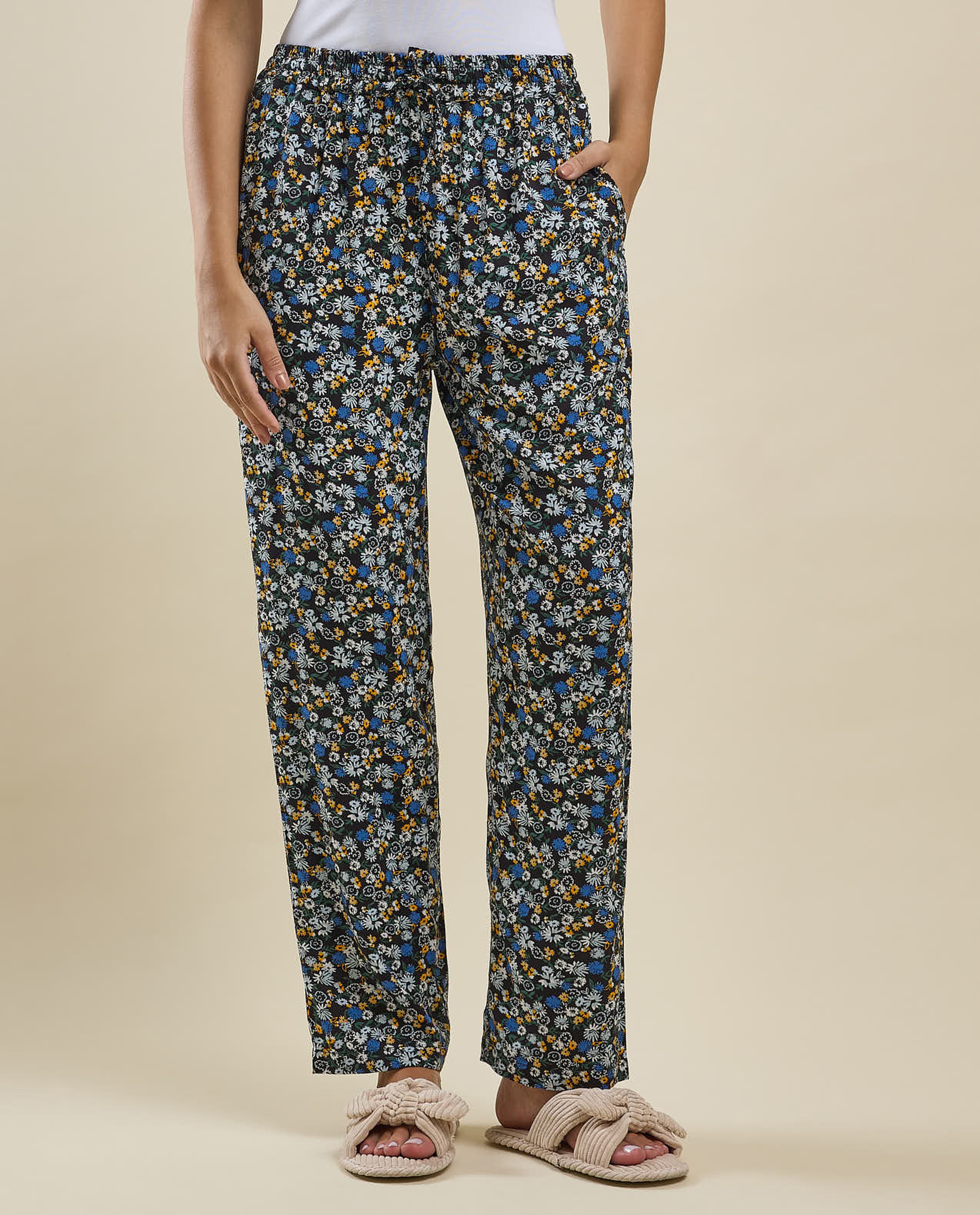 Printed Pyjama Pants with Elastic Waist