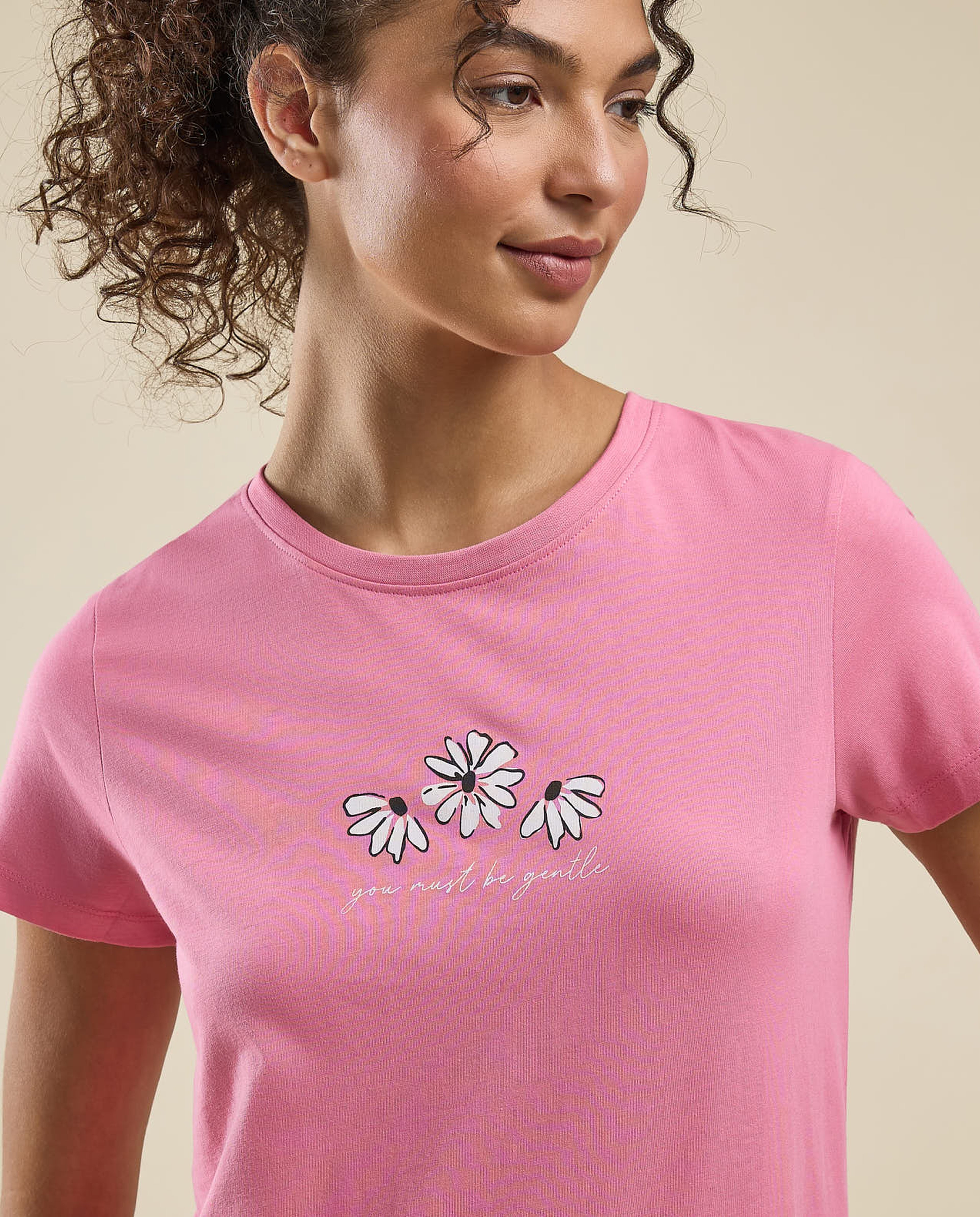 Printed T-Shirt with Crew Neck and Short Sleeves