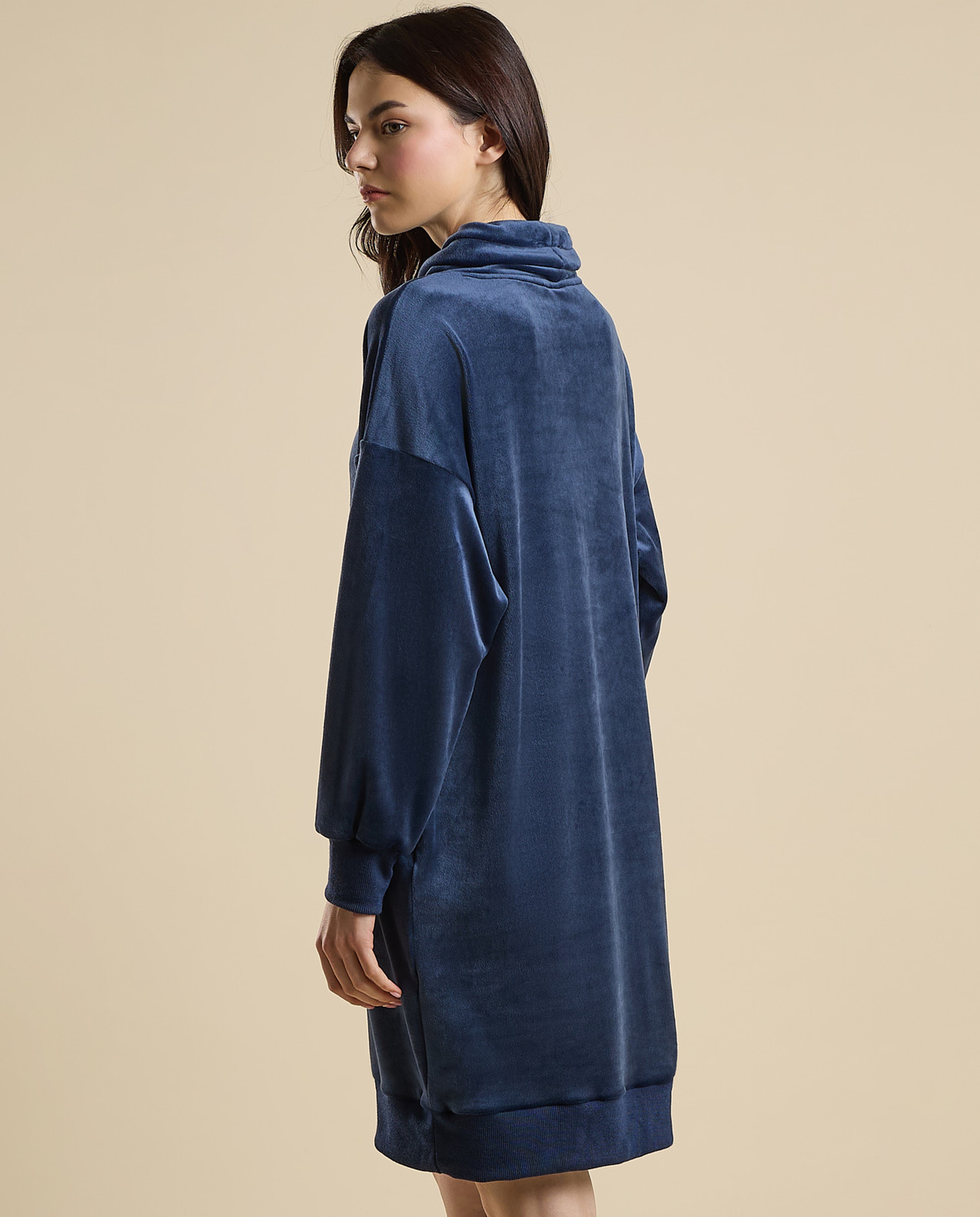 Printed Hooded Nightdress with Long Sleeves