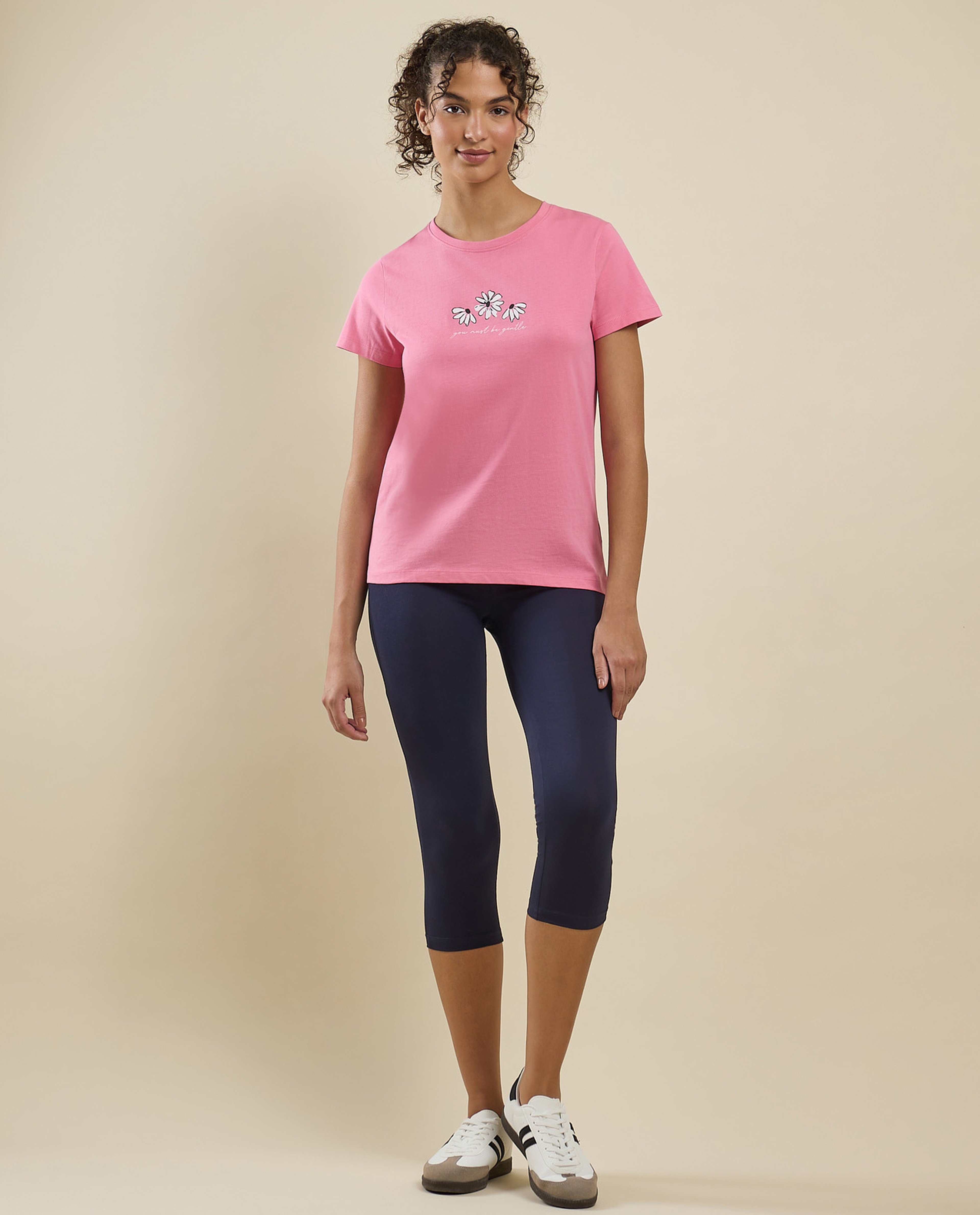 Printed T-Shirt with Crew Neck and Short Sleeves