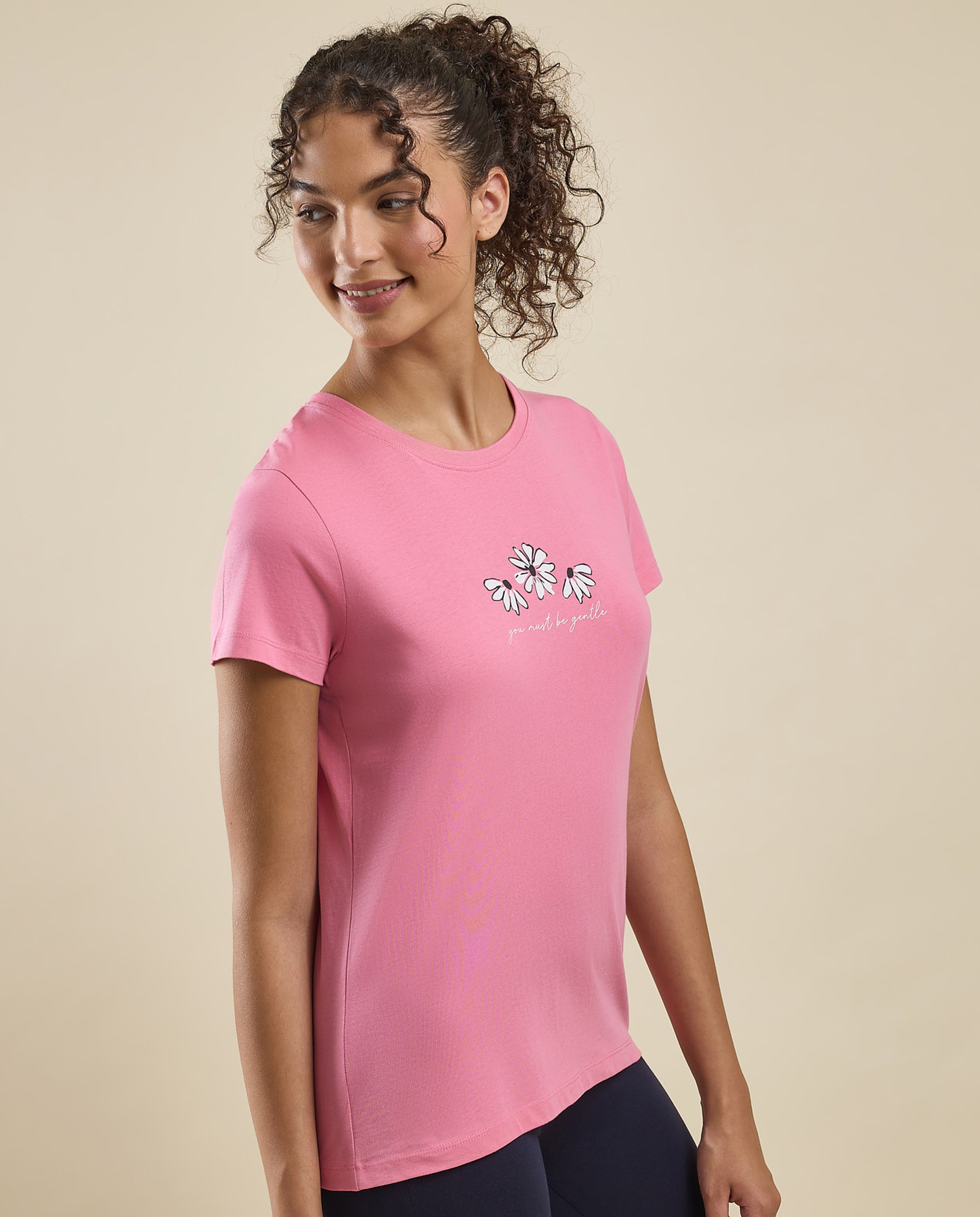 Printed T-Shirt with Crew Neck and Short Sleeves