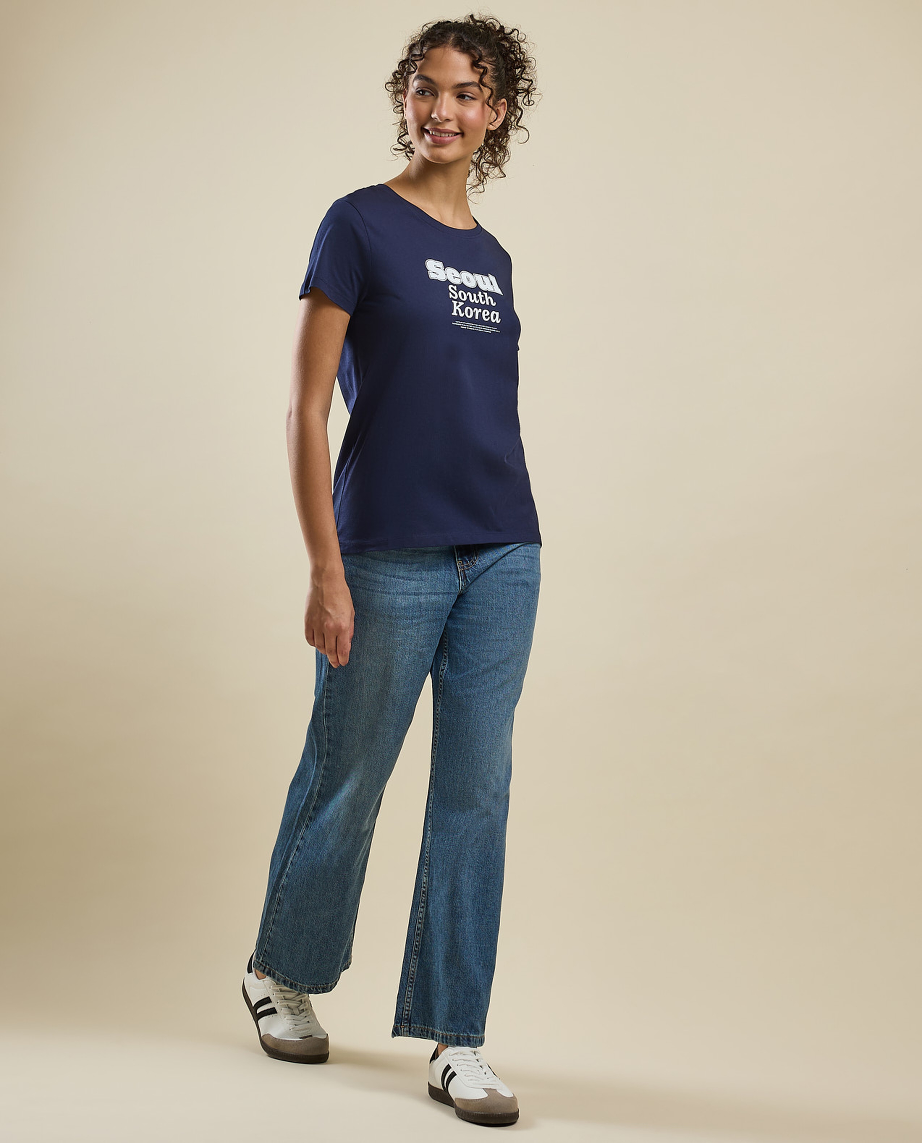 Printed T-Shirt with Crew Neck and Short Sleeves