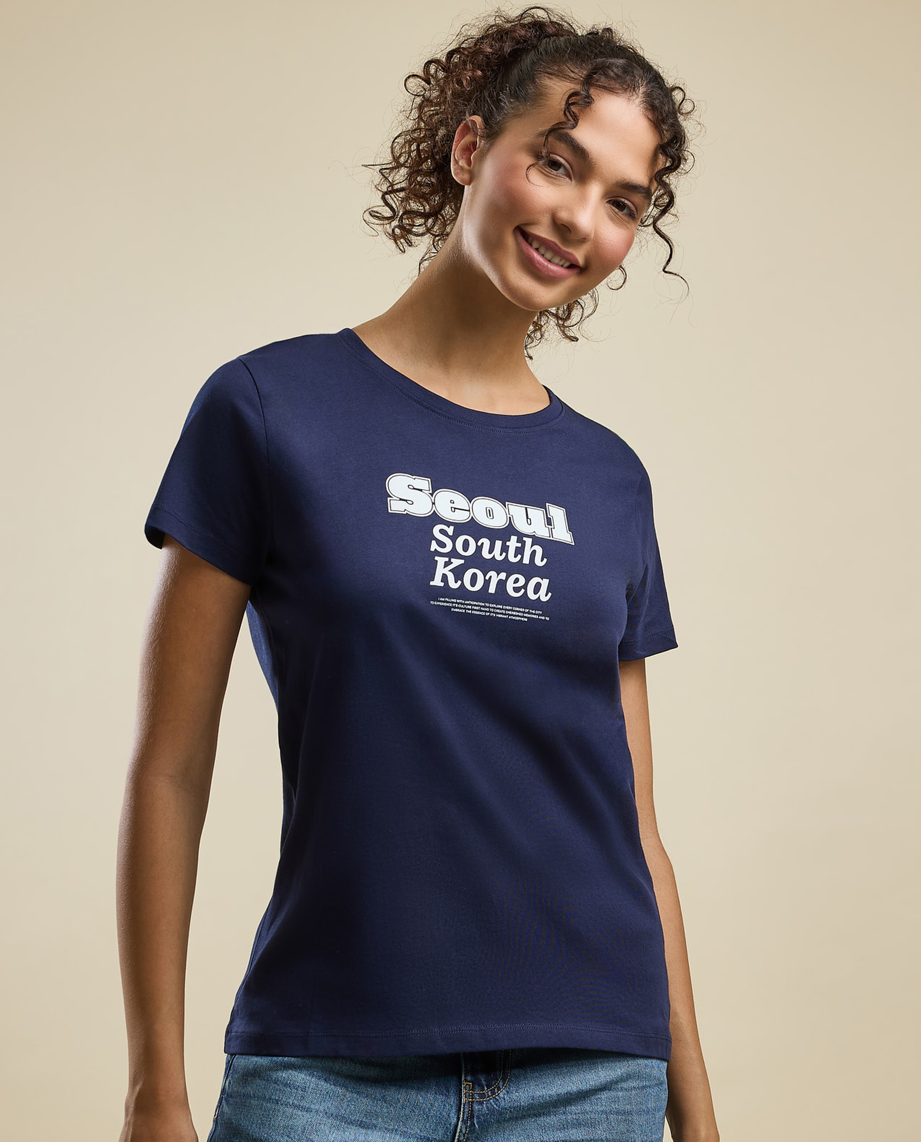 Printed T-Shirt with Crew Neck and Short Sleeves