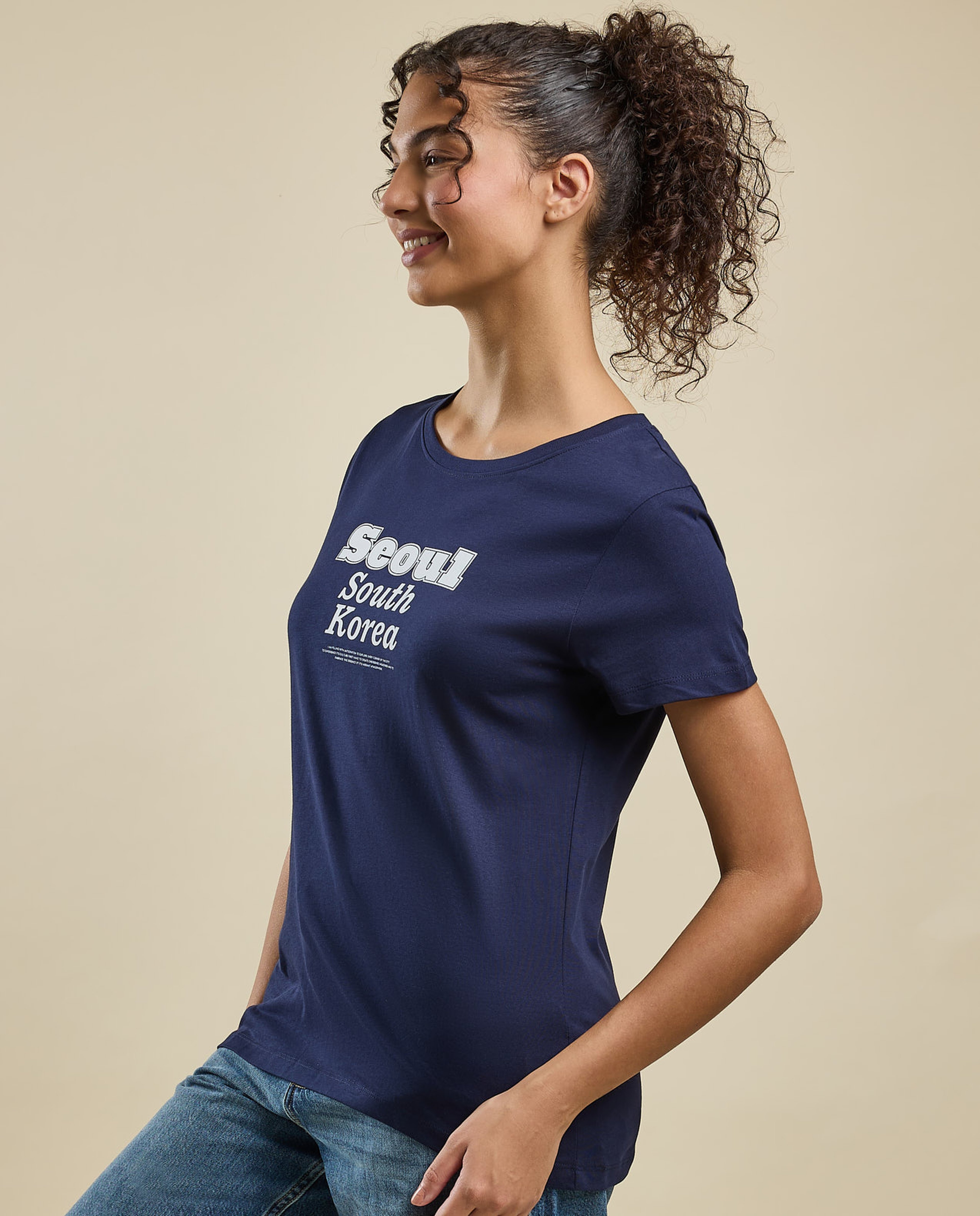 Printed T-Shirt with Crew Neck and Short Sleeves