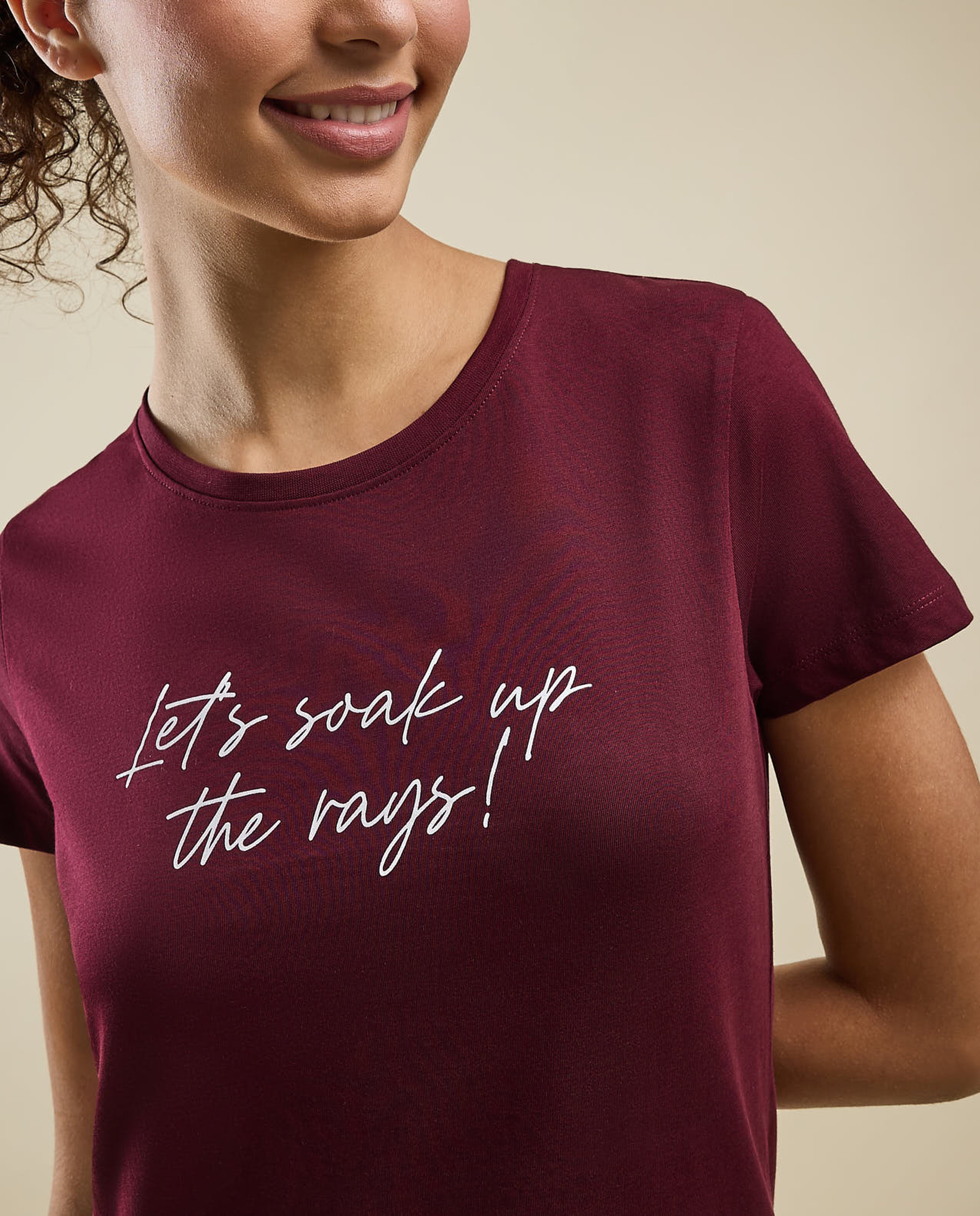 Typography Print T-Shirt with Crew Neck and Short Sleeves