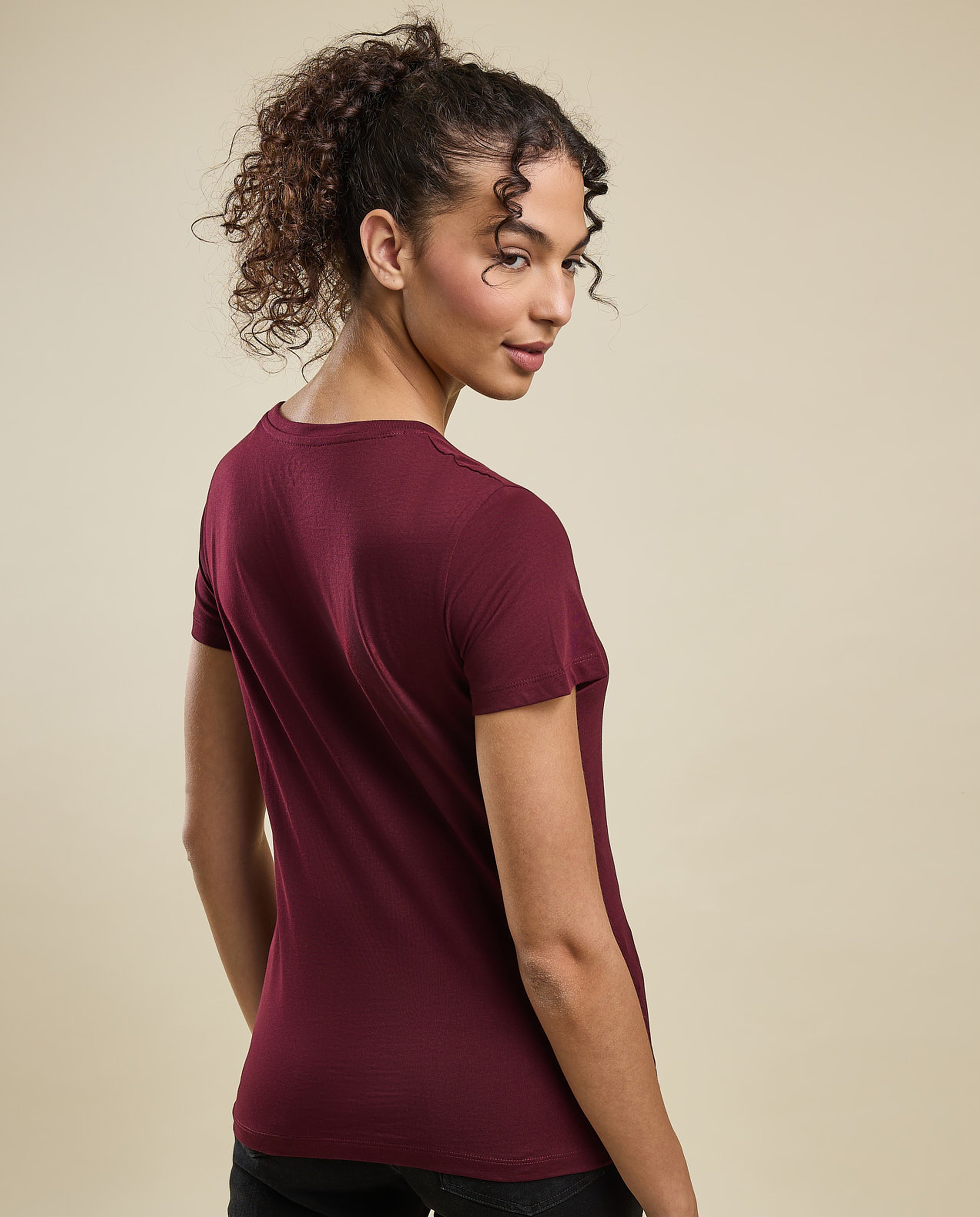 Typography Print T-Shirt with Crew Neck and Short Sleeves