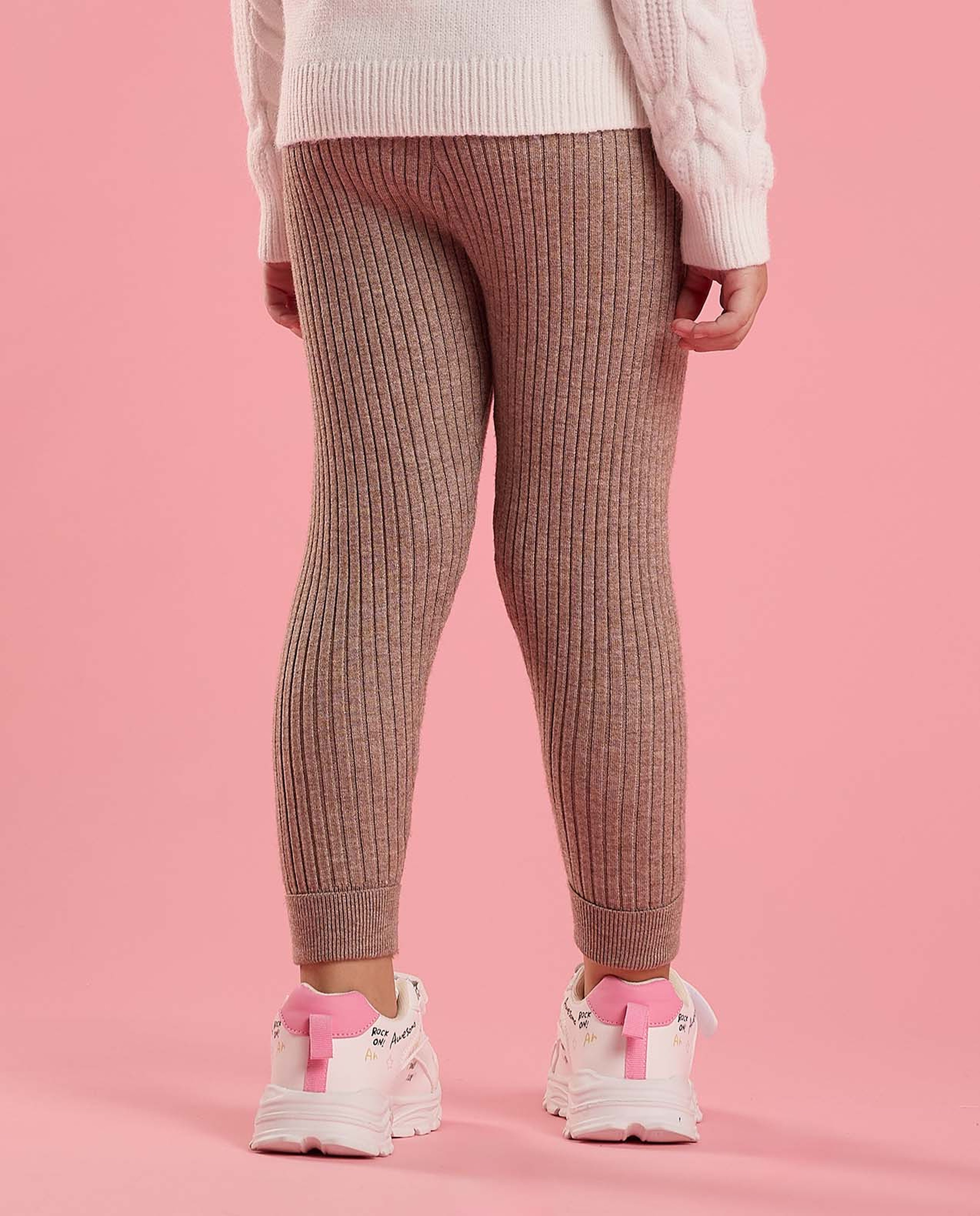 Ribbed Leggings with Elastic Waist