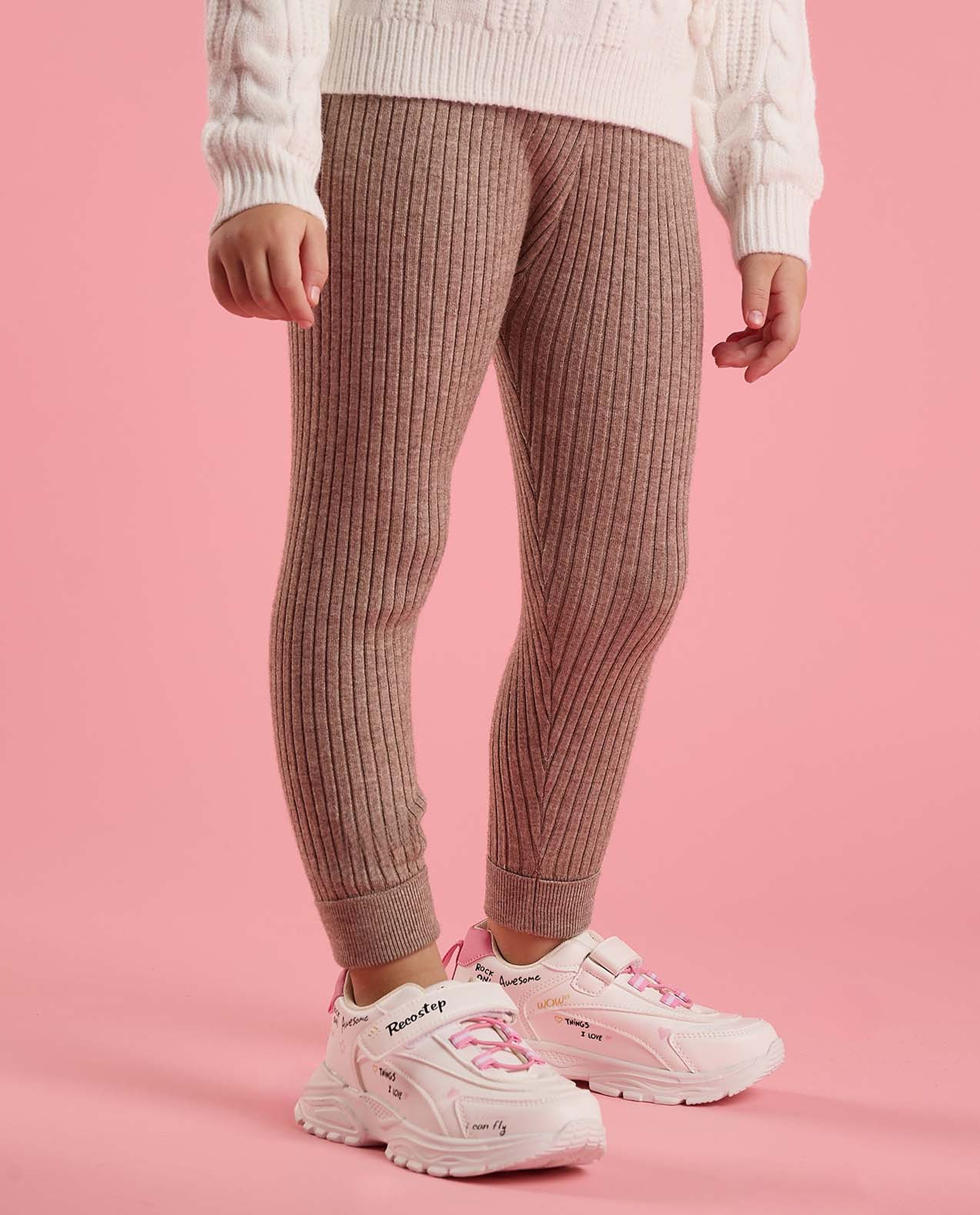 Ribbed Leggings with Elastic Waist