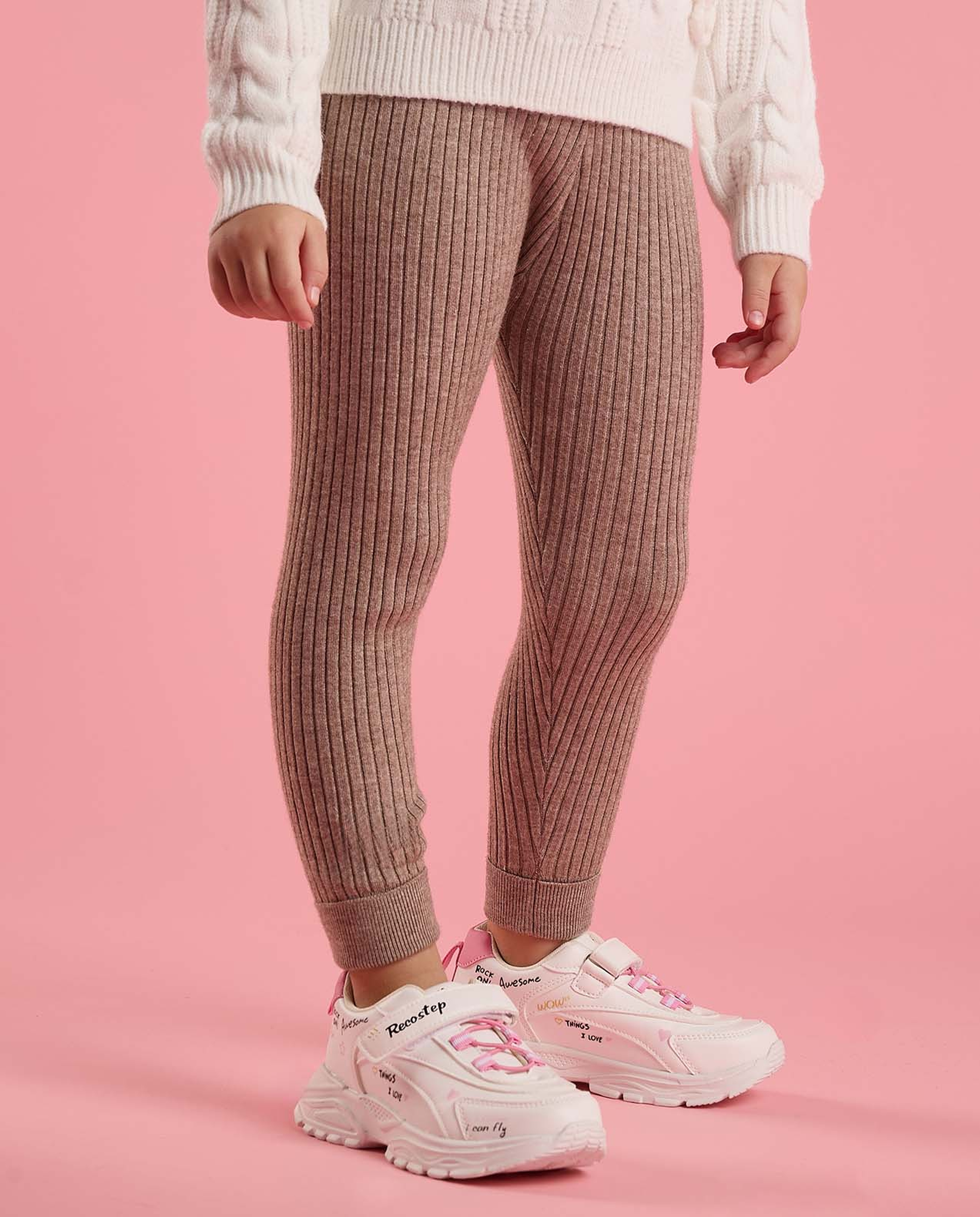 Ribbed Leggings with Elastic Waist