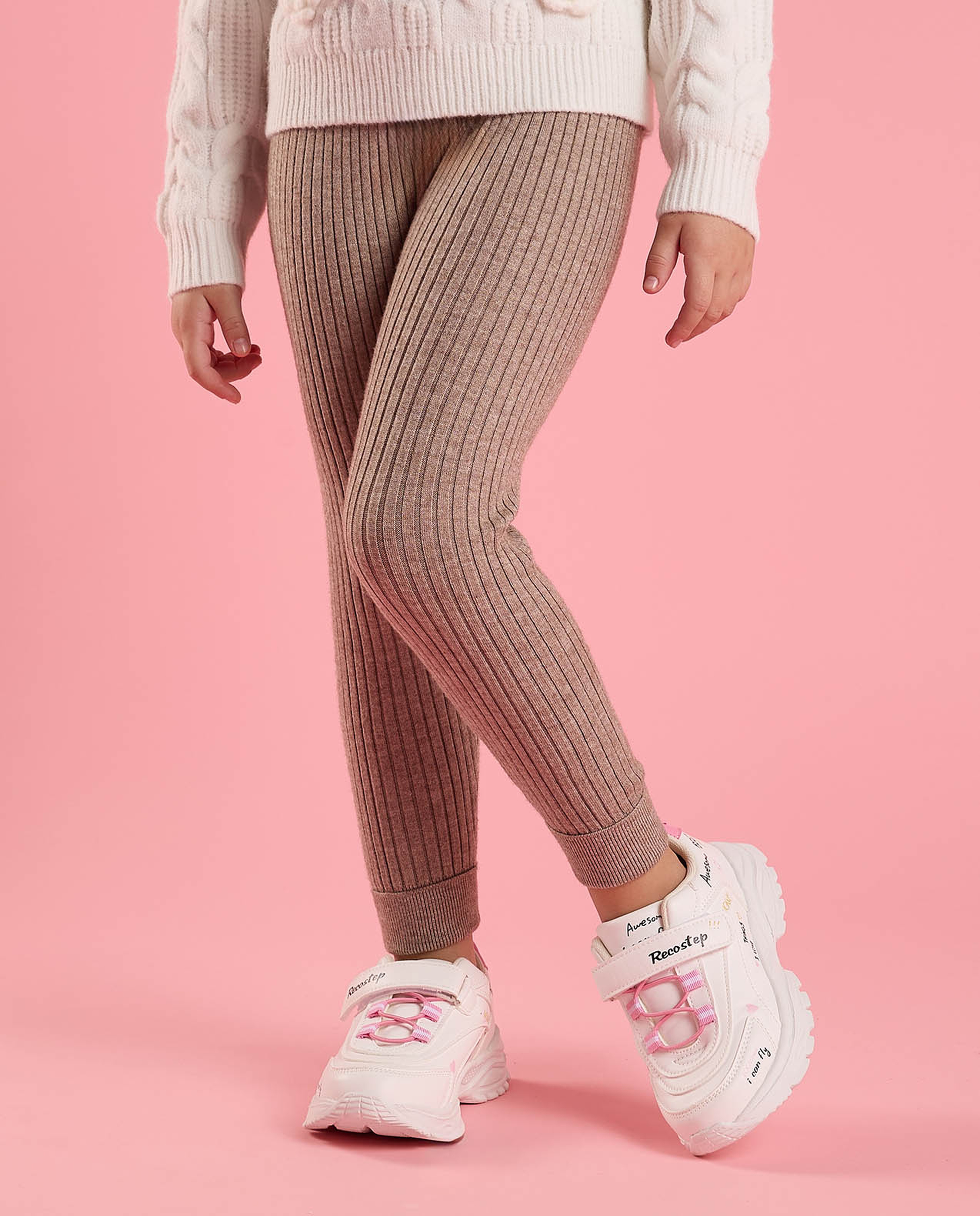 Ribbed Leggings with Elastic Waist