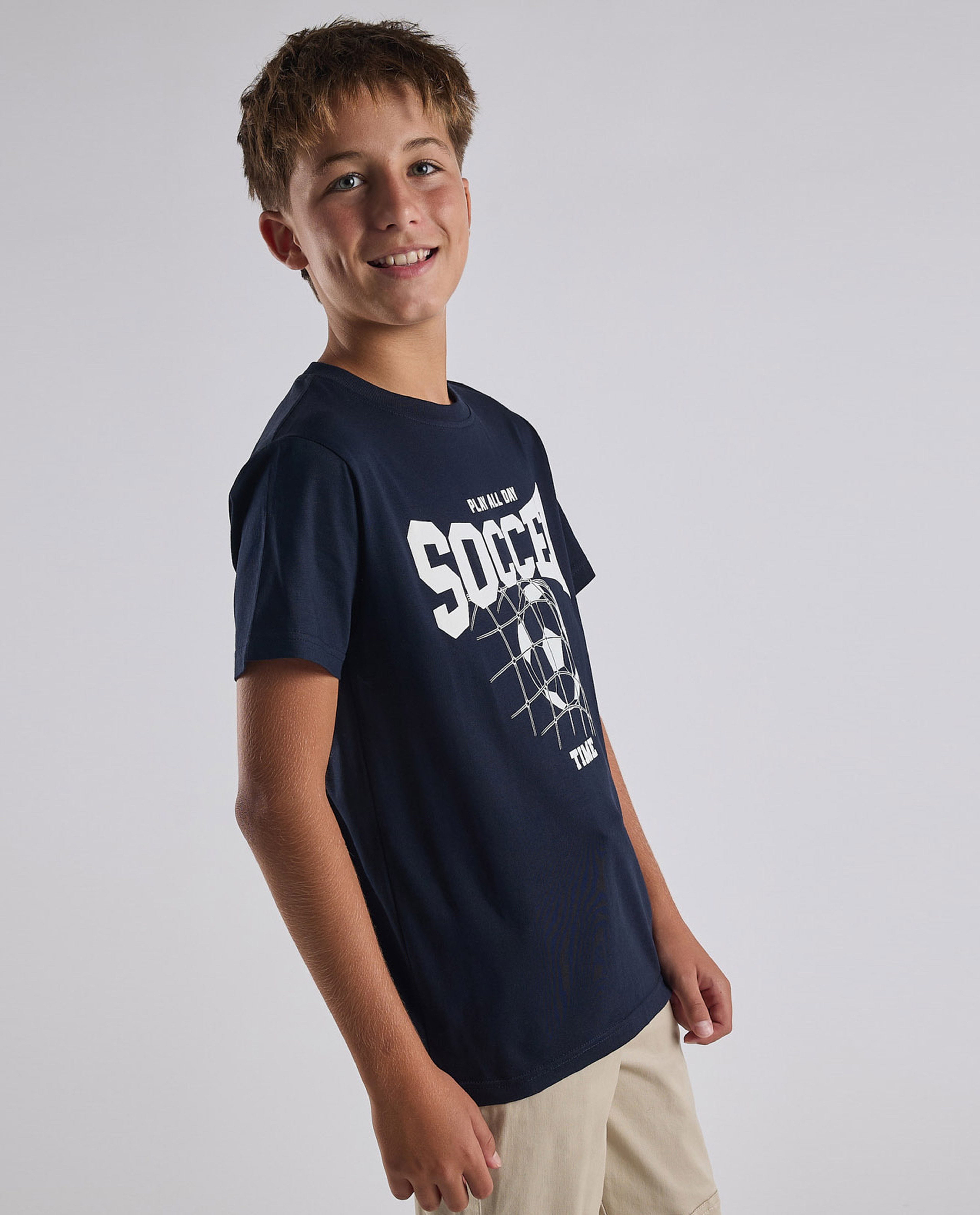 Graphic Print T-Shirt with Crew Neck and Short Sleeves