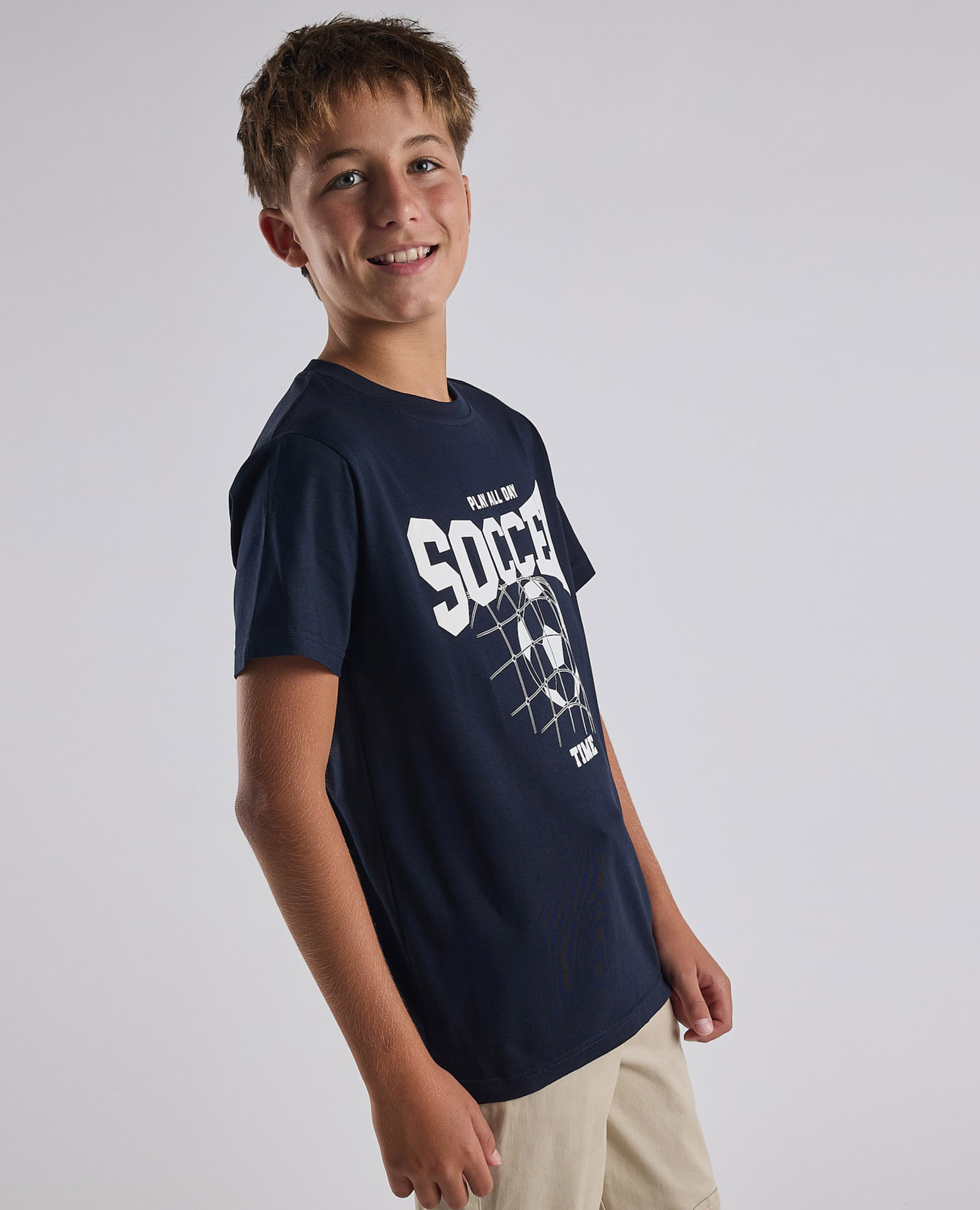 Graphic Print T-Shirt with Crew Neck and Short Sleeves