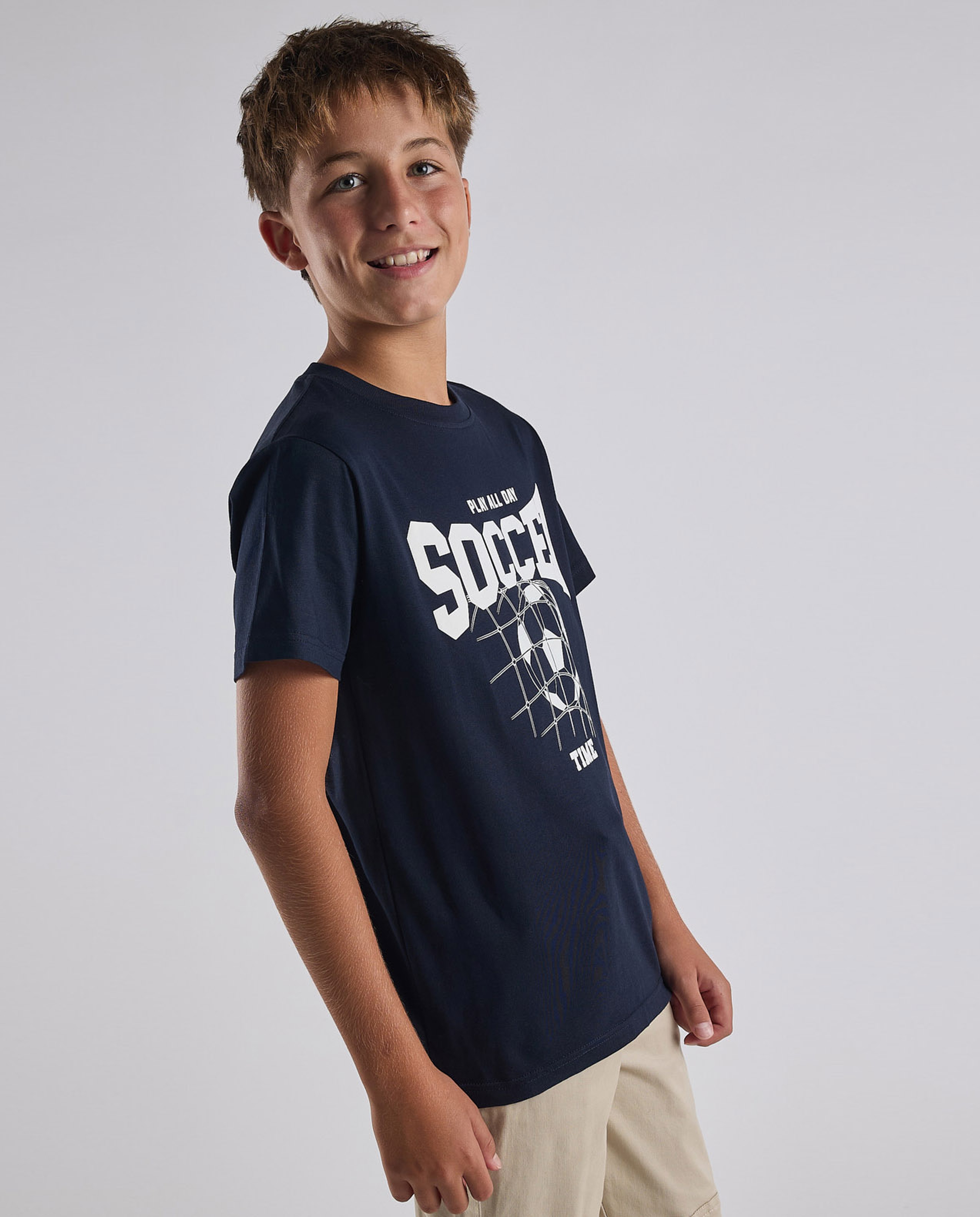 Graphic Print T-Shirt with Crew Neck and Short Sleeves