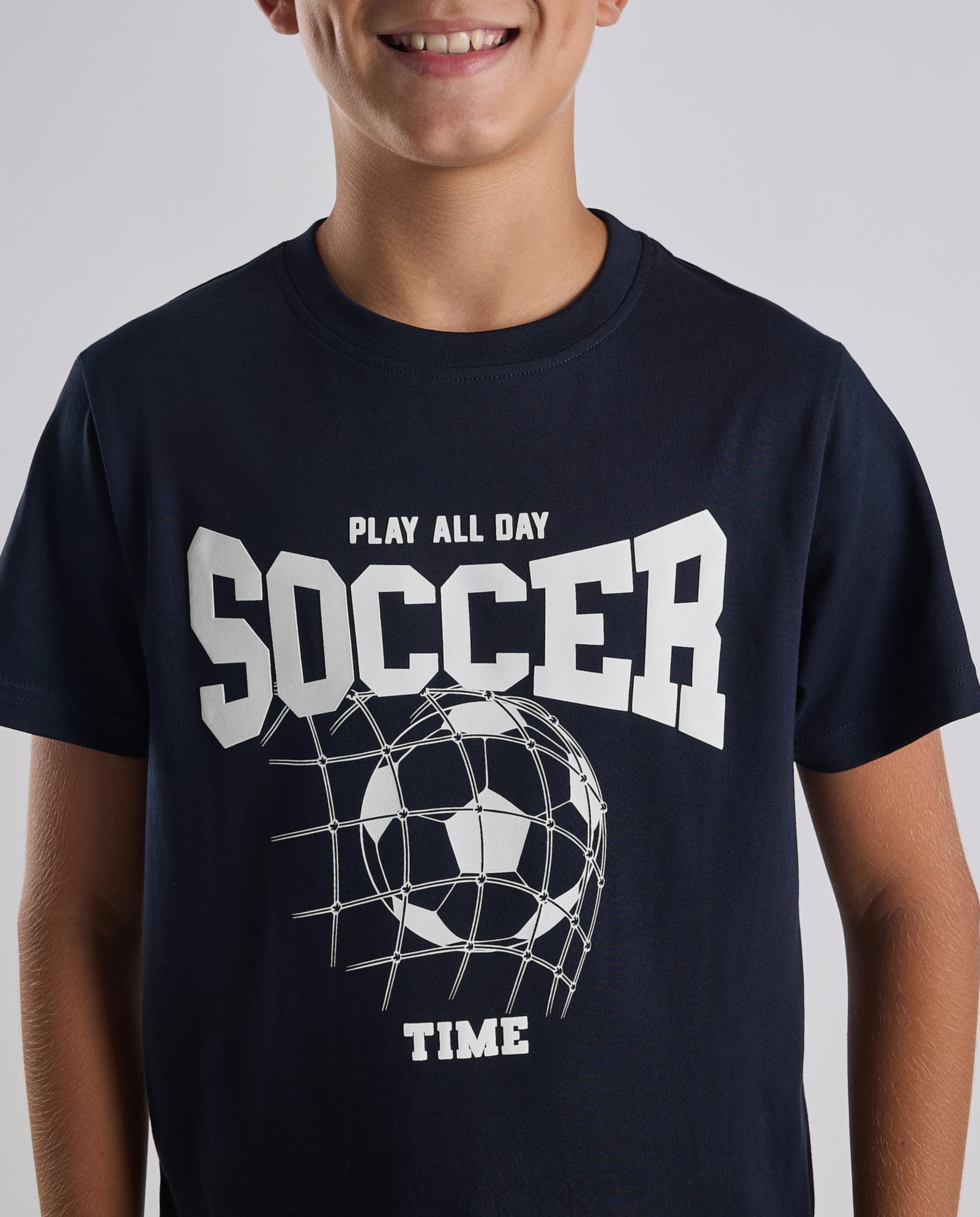 Graphic Print T-Shirt with Crew Neck and Short Sleeves