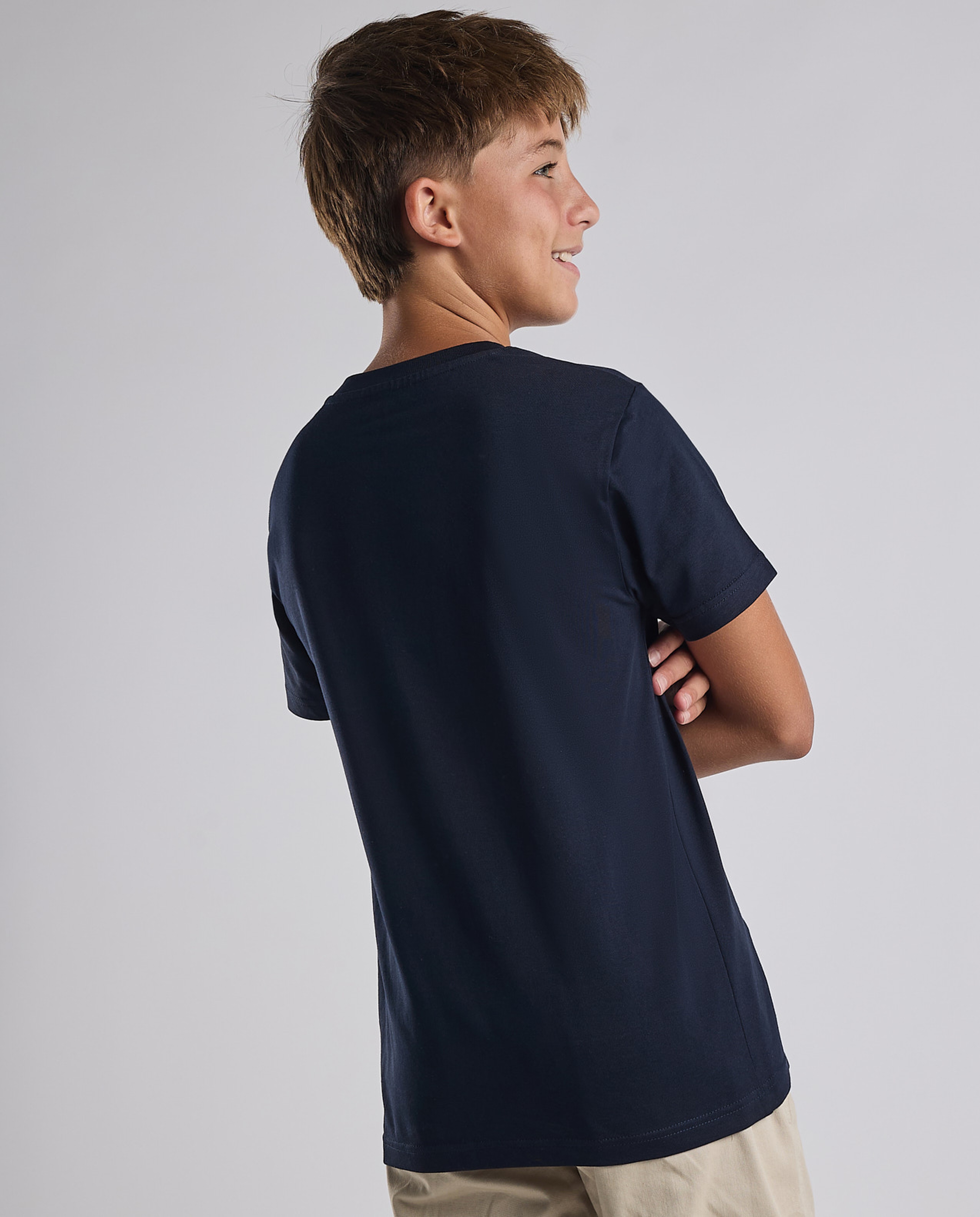 Graphic Print T-Shirt with Crew Neck and Short Sleeves