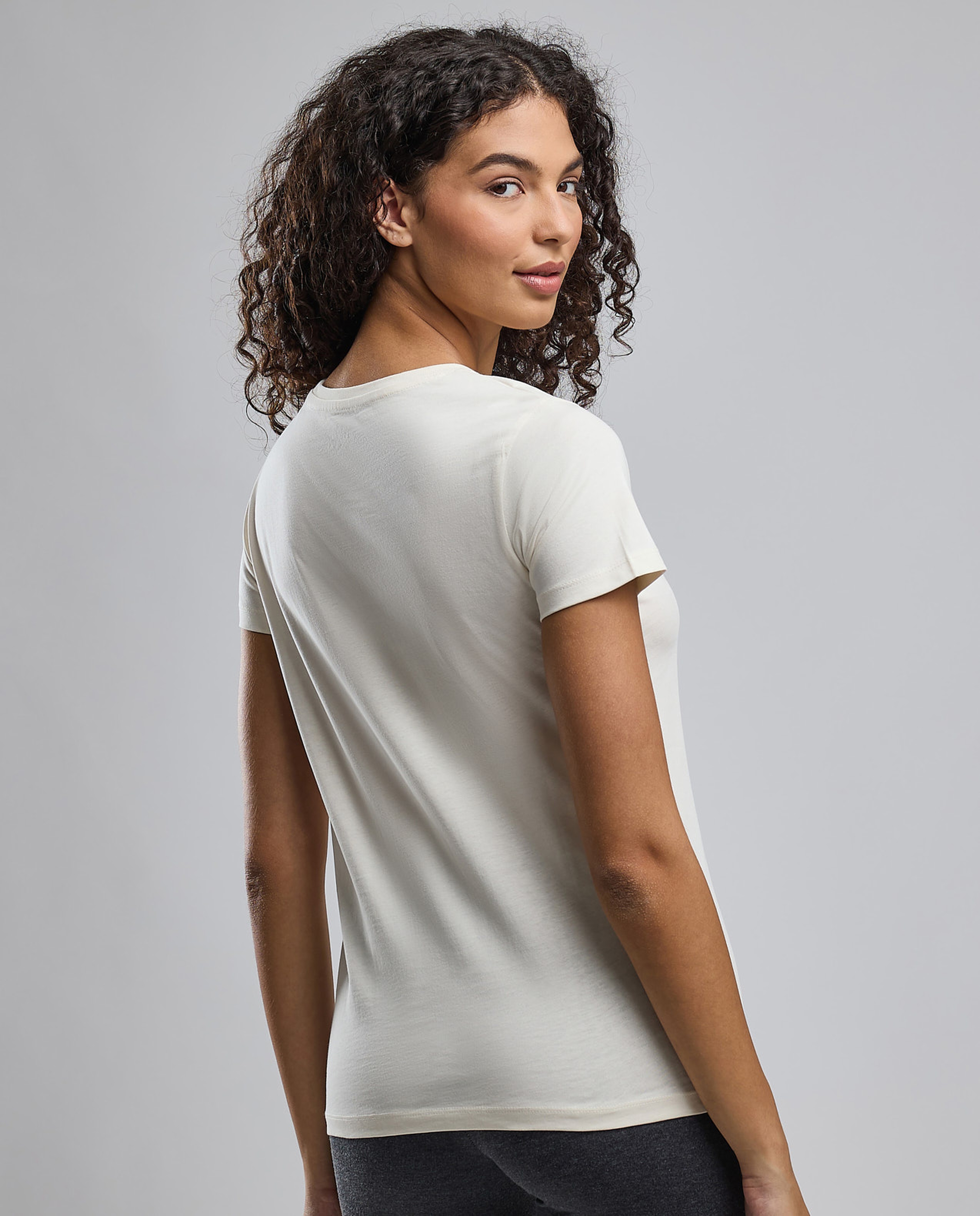 Typography Print T-Shirt with Crew Neck and Short Sleeves