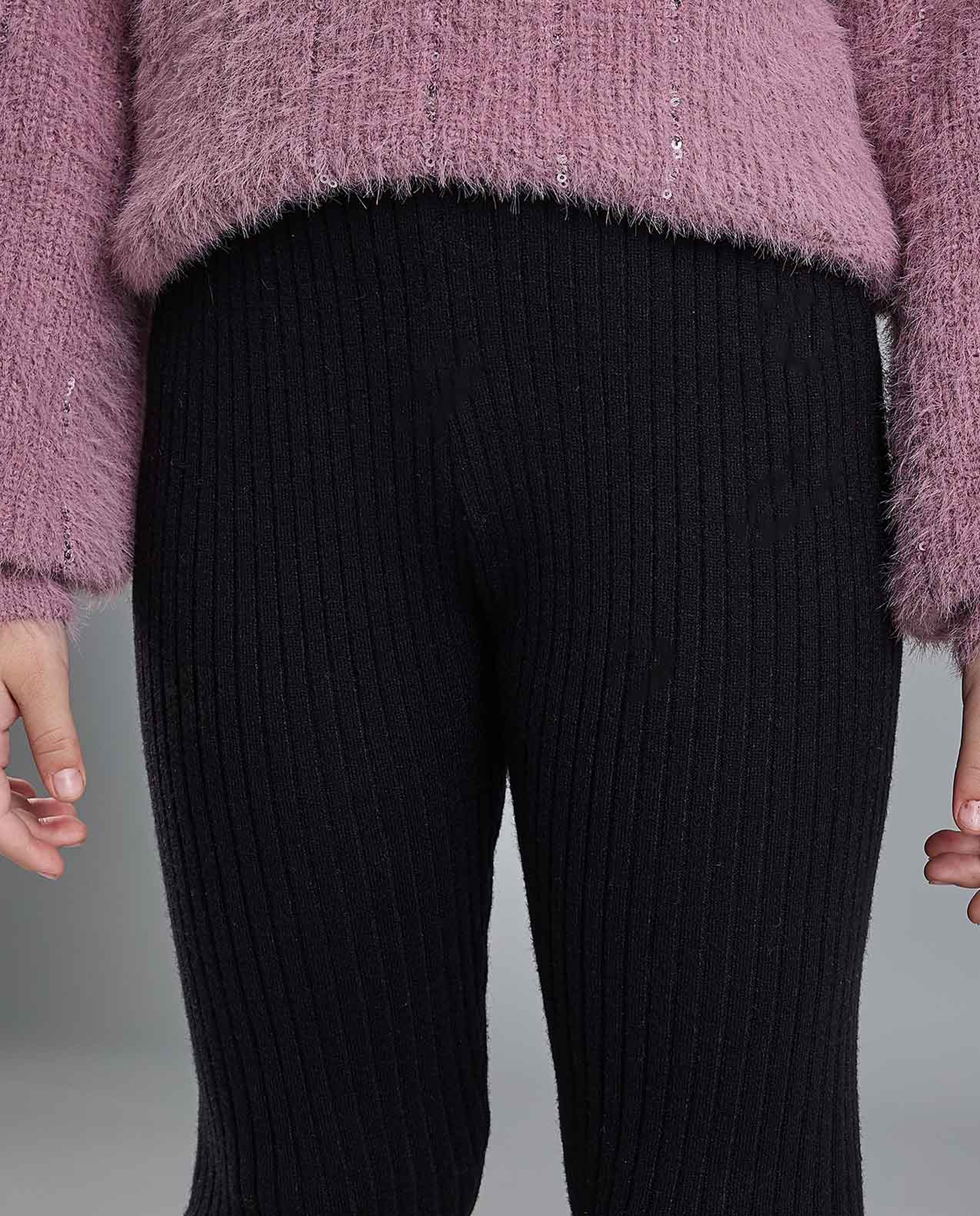 Ribbed Leggings with Elastic Waist