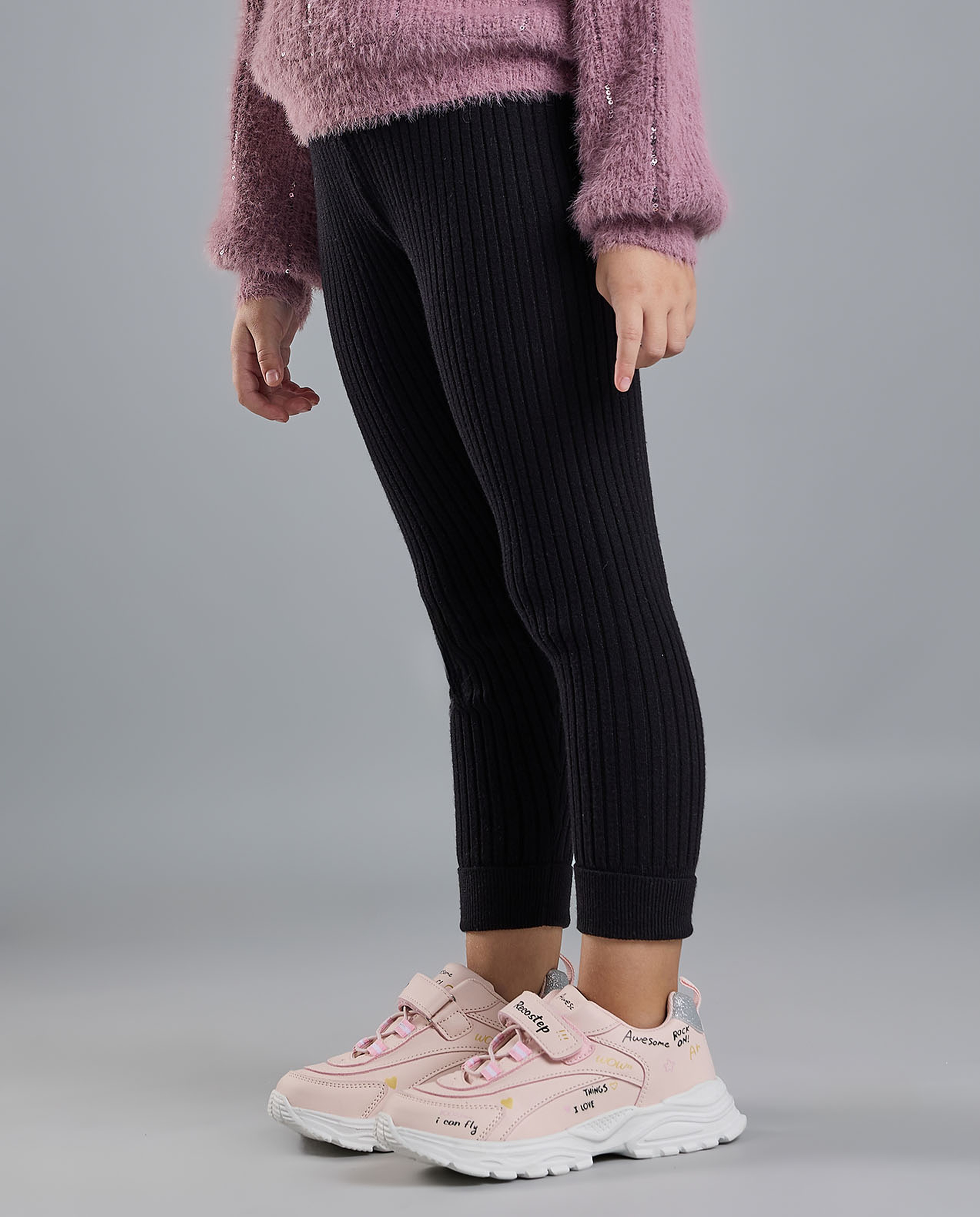 Ribbed Leggings with Elastic Waist