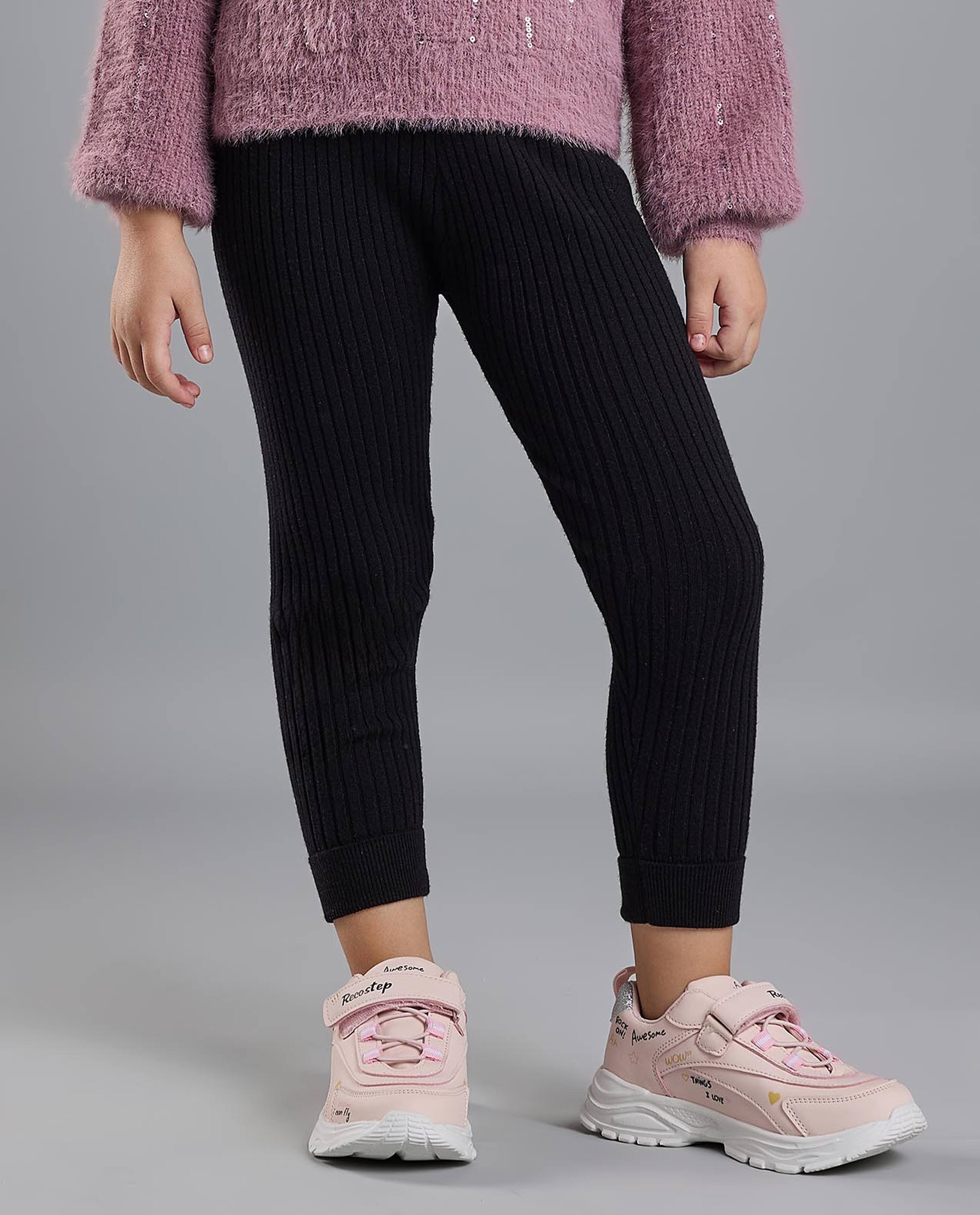 Ribbed Leggings with Elastic Waist