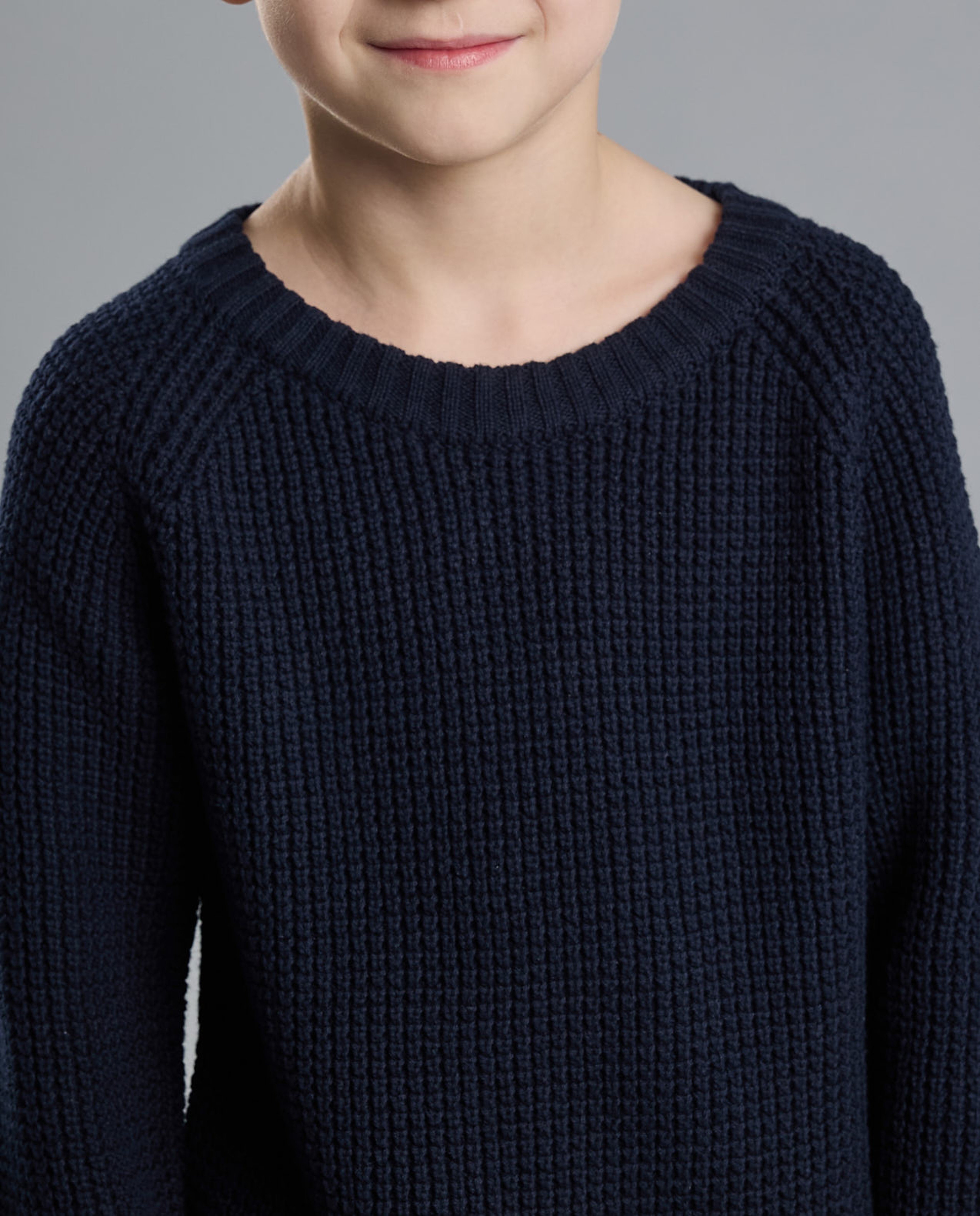 Textured Sweater with Crew Neck and Long Sleeves