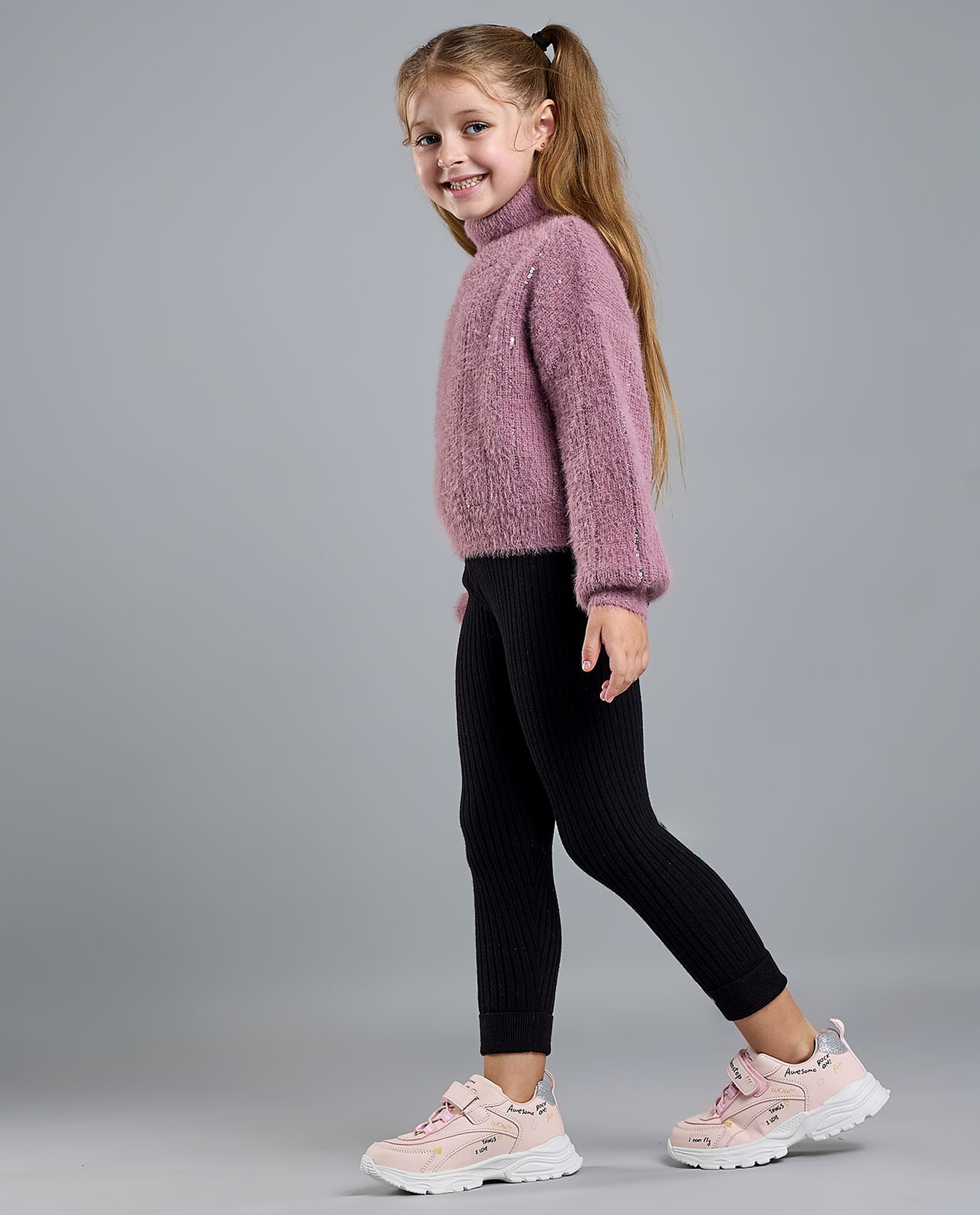 Ribbed Leggings with Elastic Waist