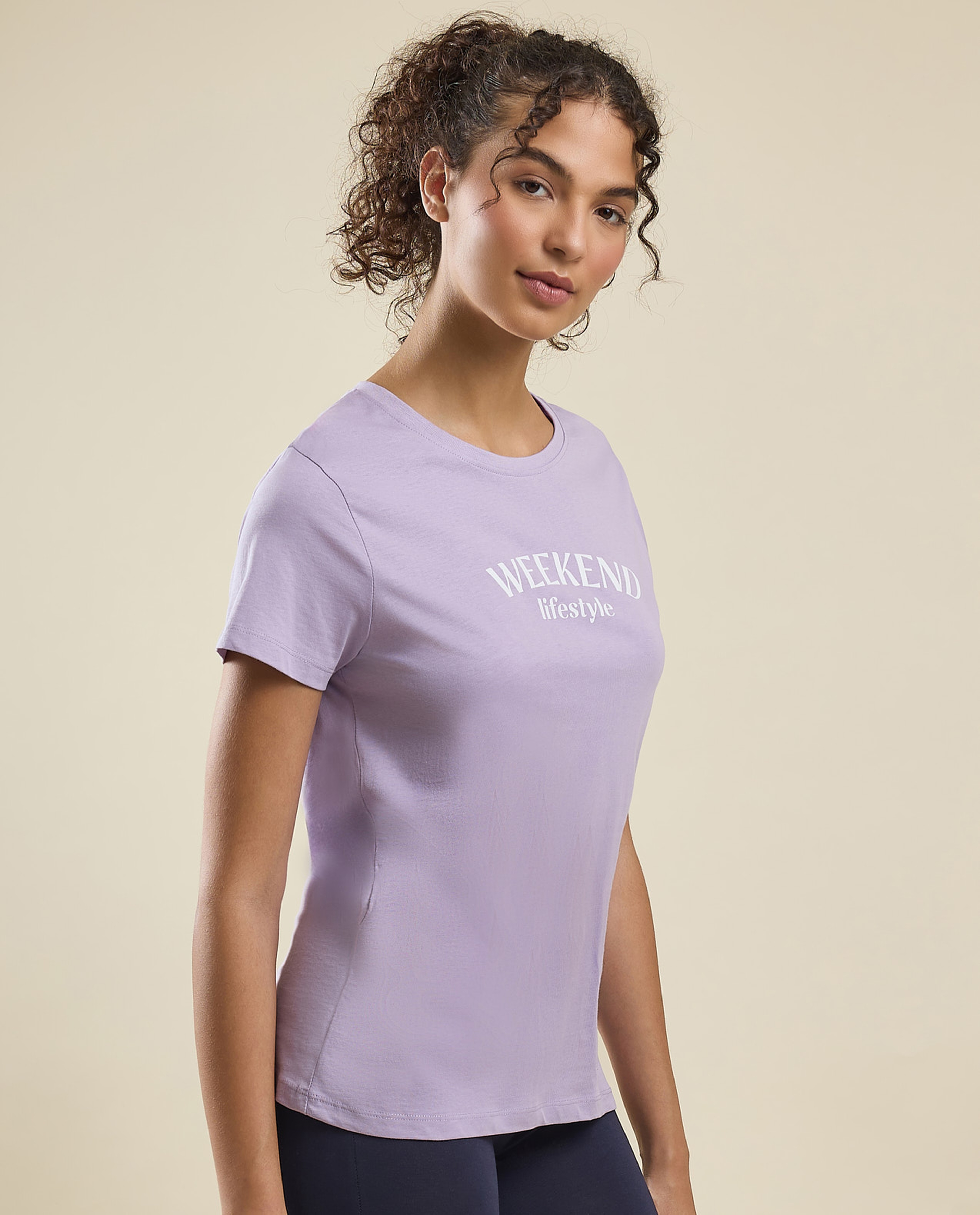 Printed T-Shirt with Crew Neck and Short Sleeves