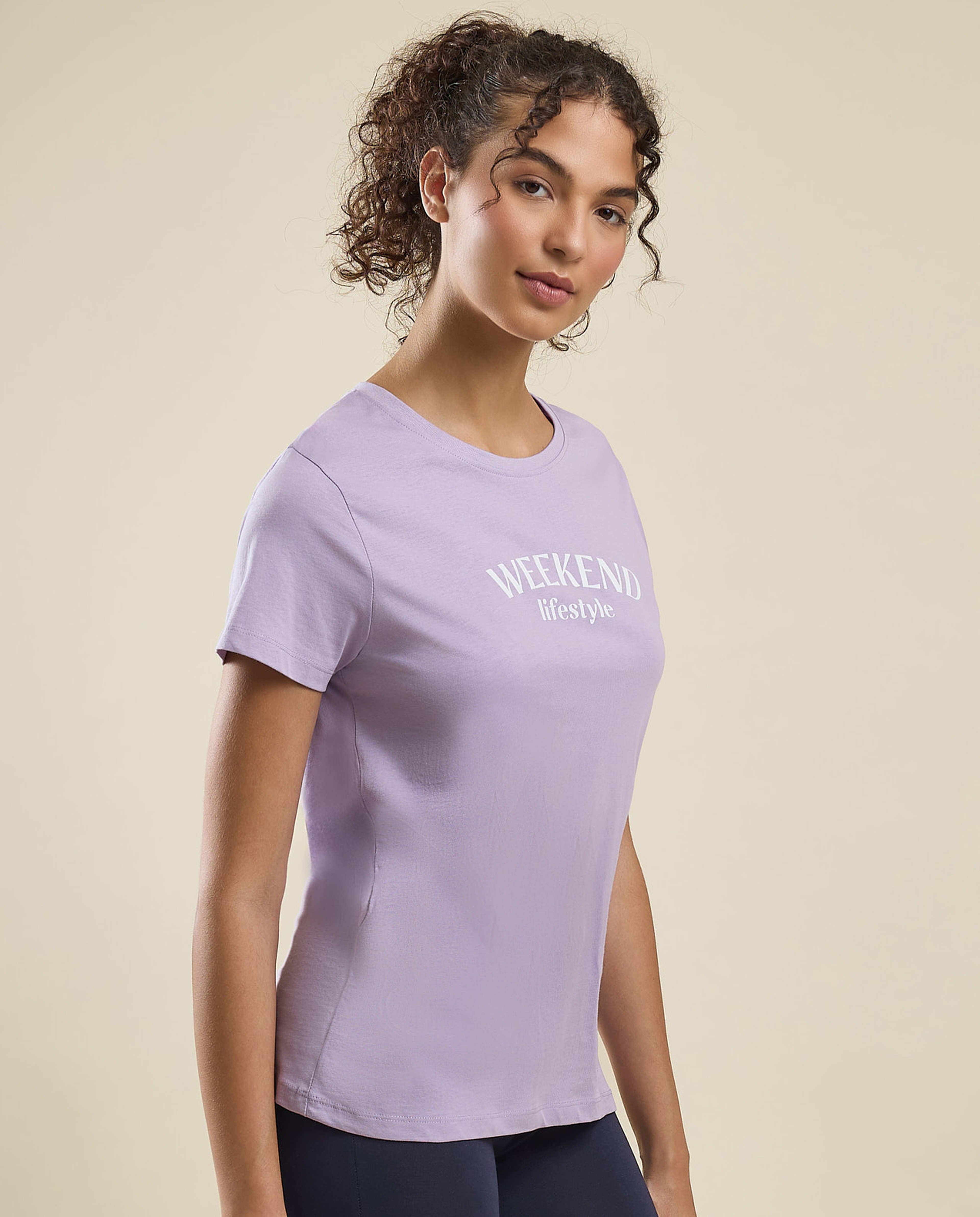 Printed T-Shirt with Crew Neck and Short Sleeves