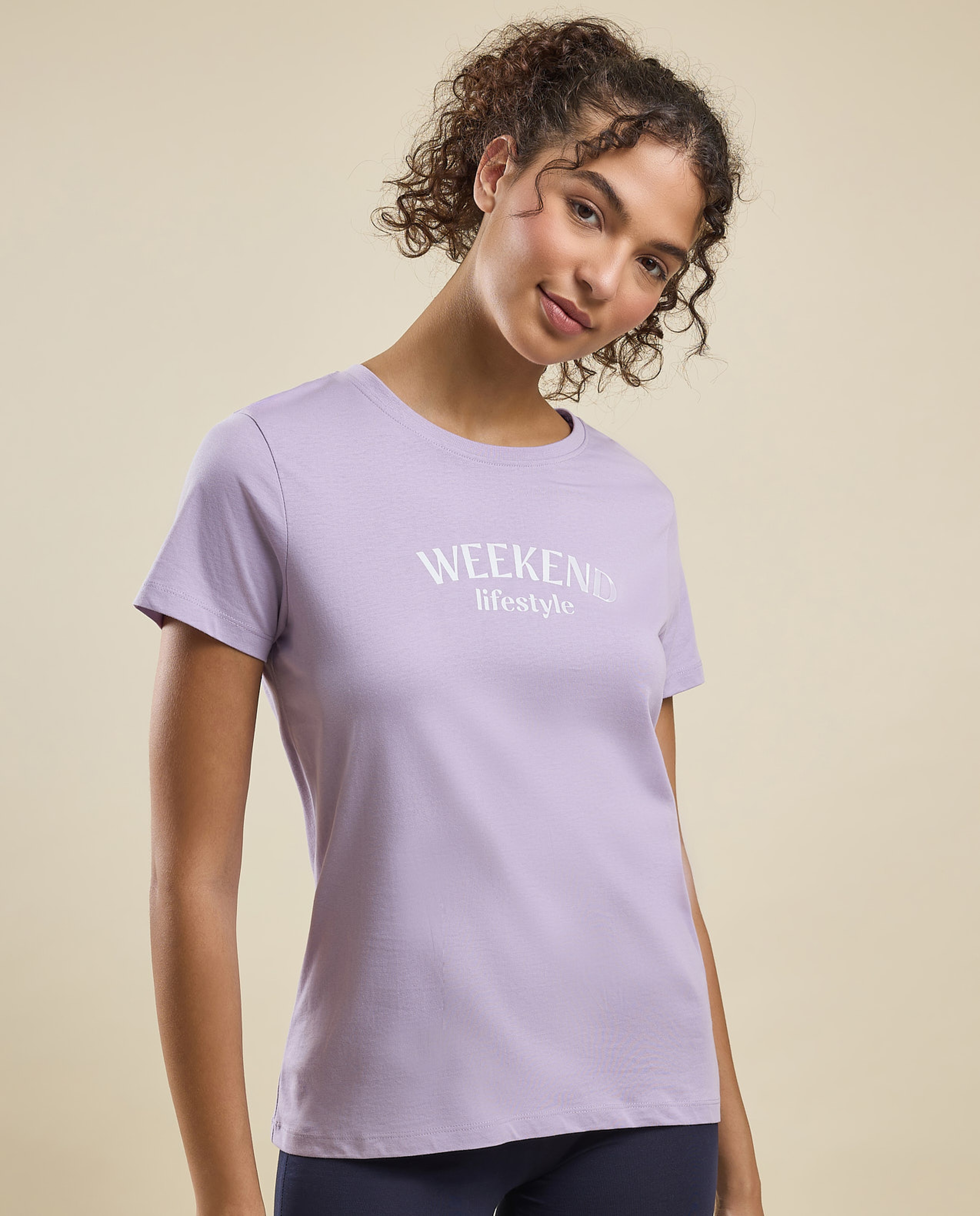 Printed T-Shirt with Crew Neck and Short Sleeves