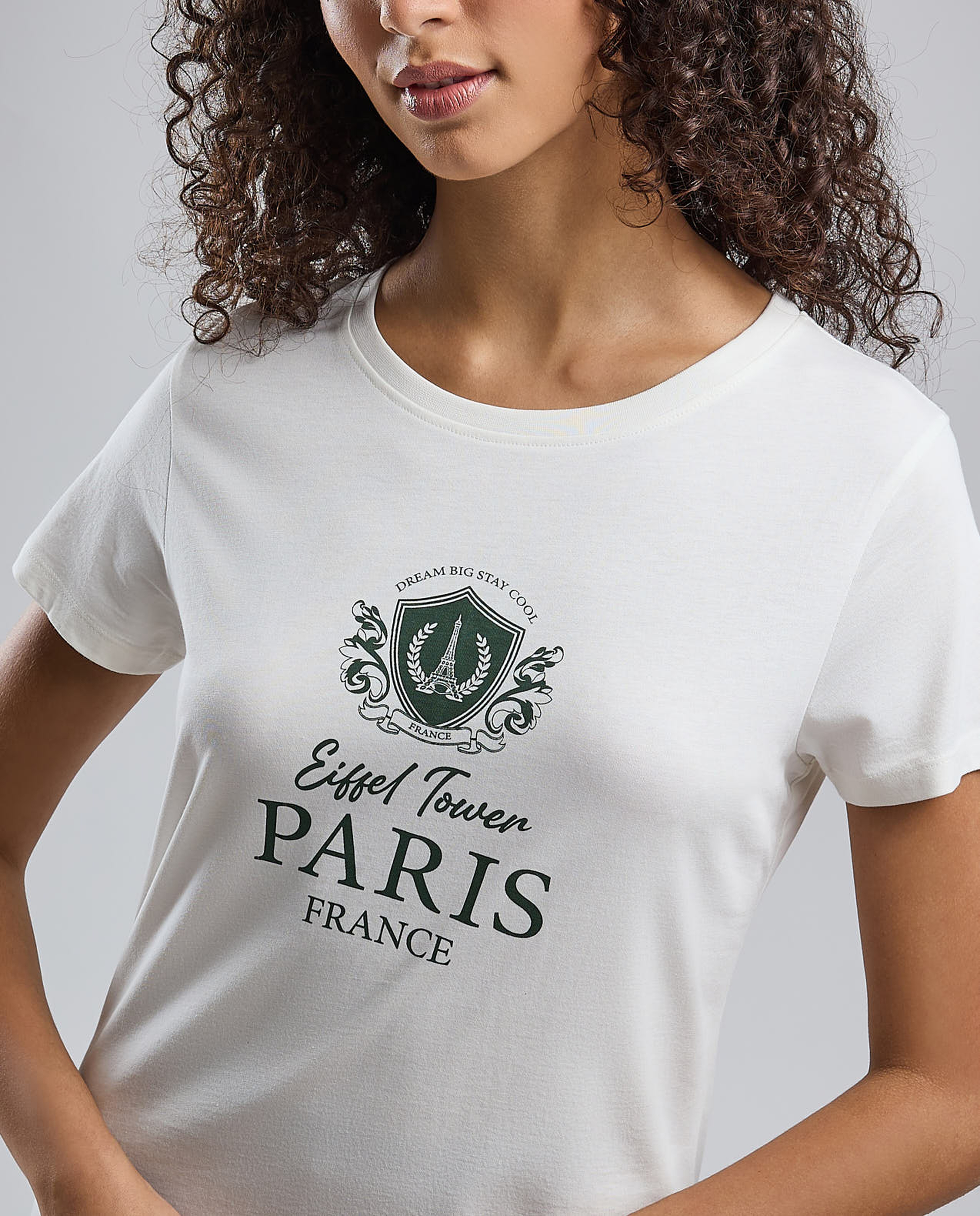 Printed T-Shirt with Crew Neck and Short Sleeves