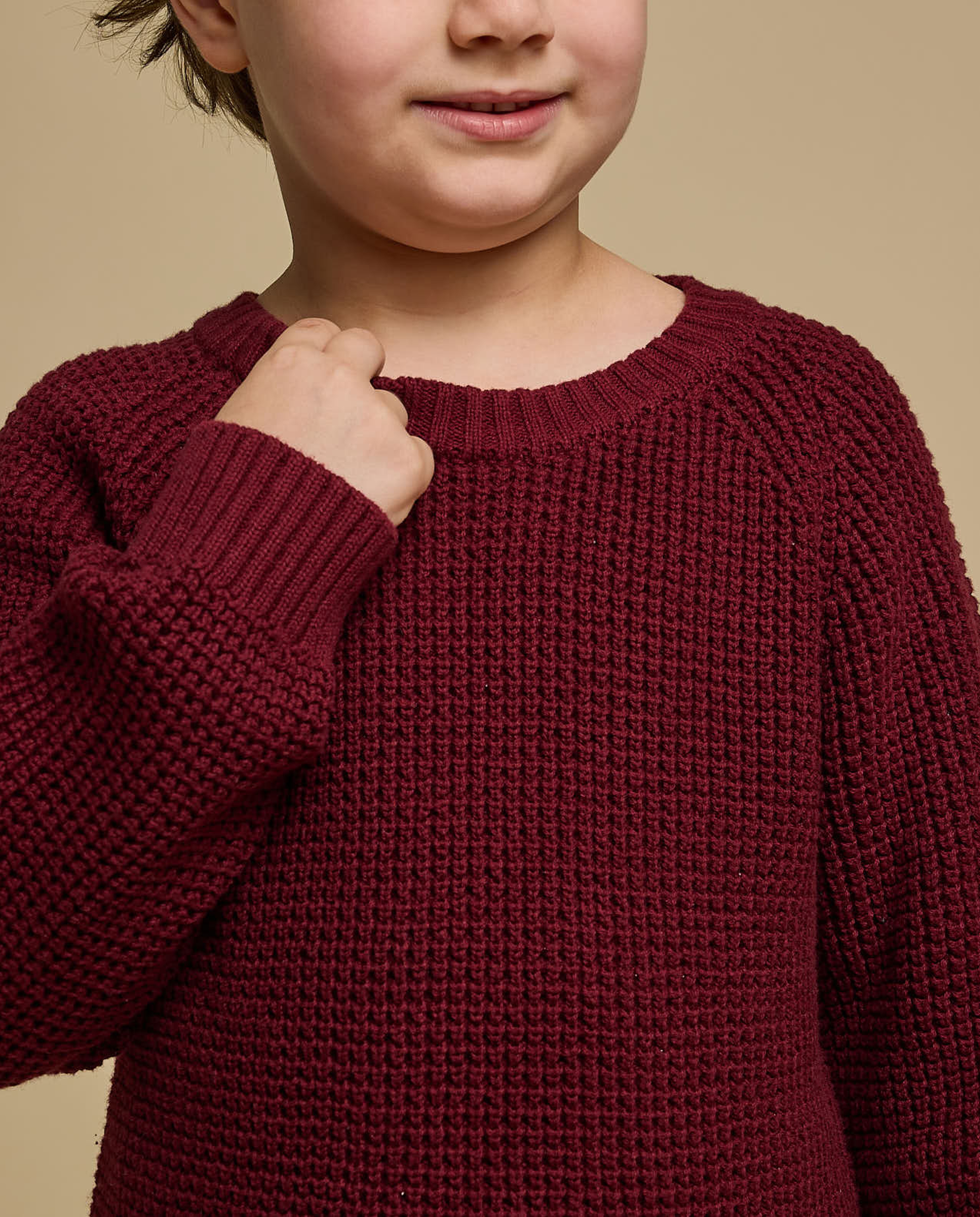 Textured Sweater with Crew Neck and Long Sleeves