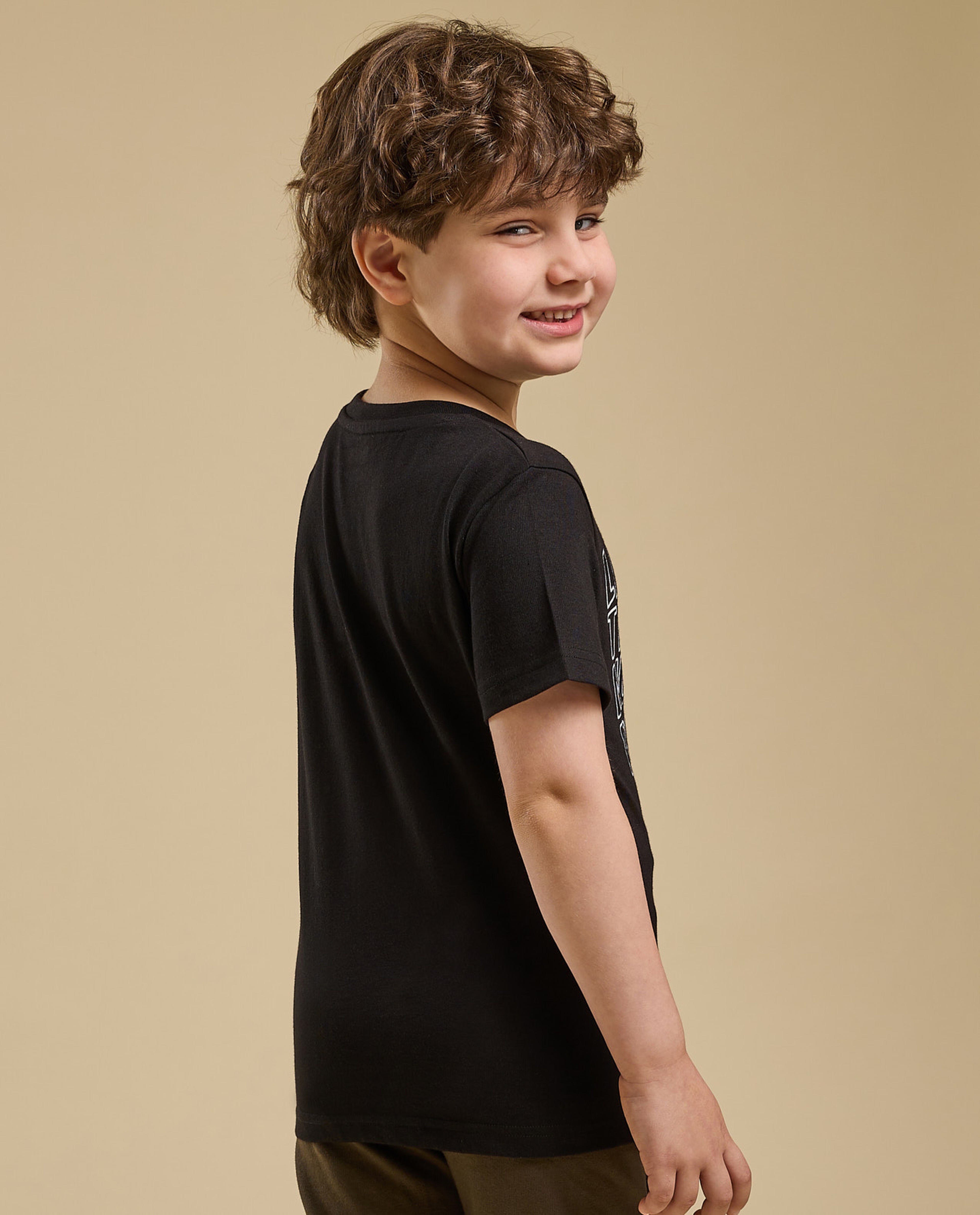 Graphic Print T-Shirt with Crew Neck and Short Sleeves