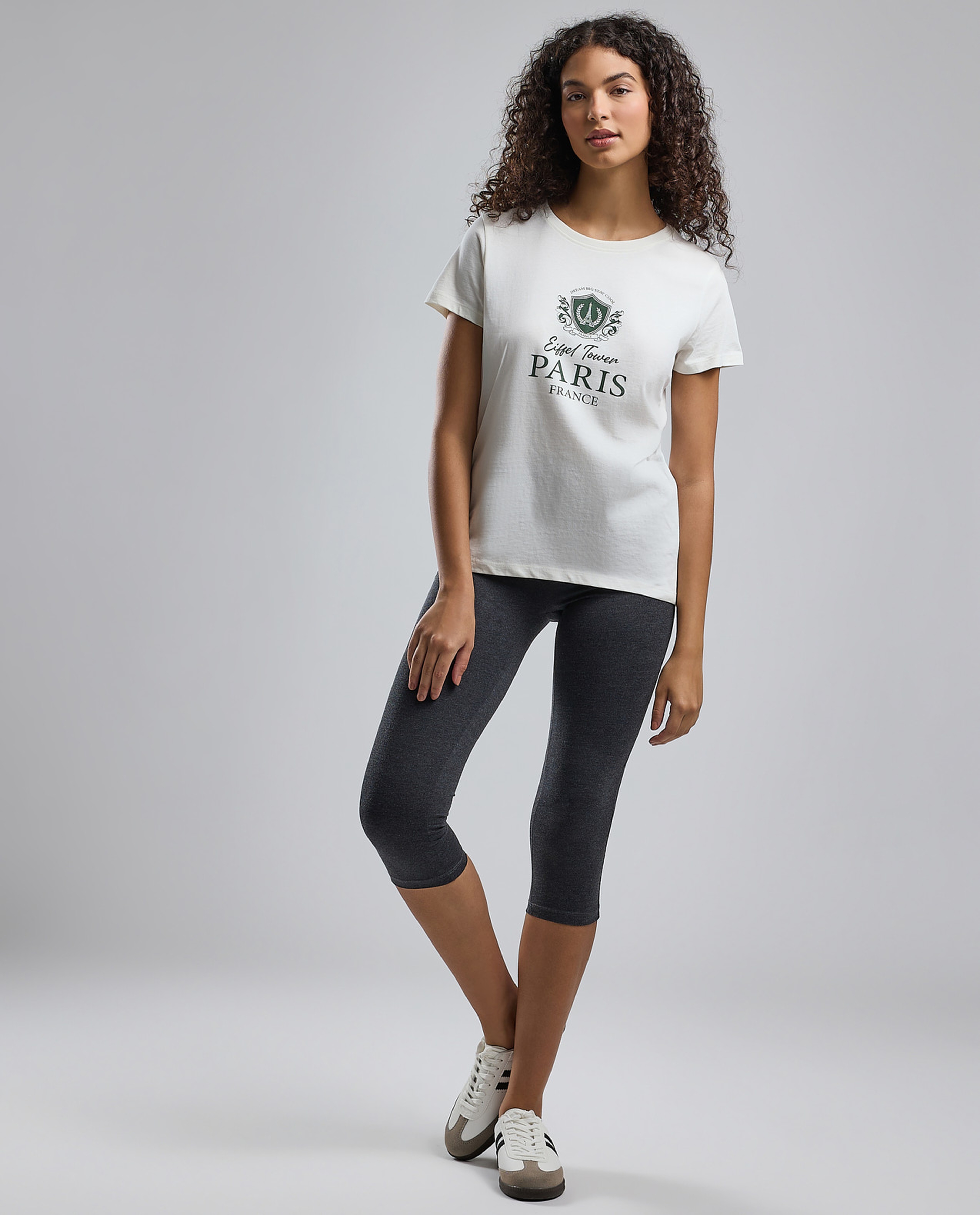 Printed T-Shirt with Crew Neck and Short Sleeves